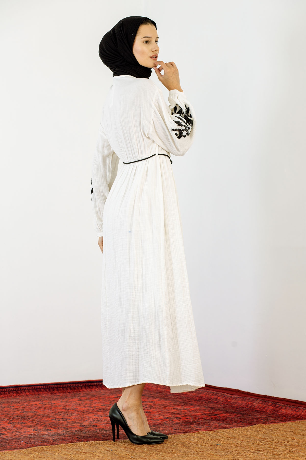 30498 Elbise S-m-l Kontrast - Ekru - 4