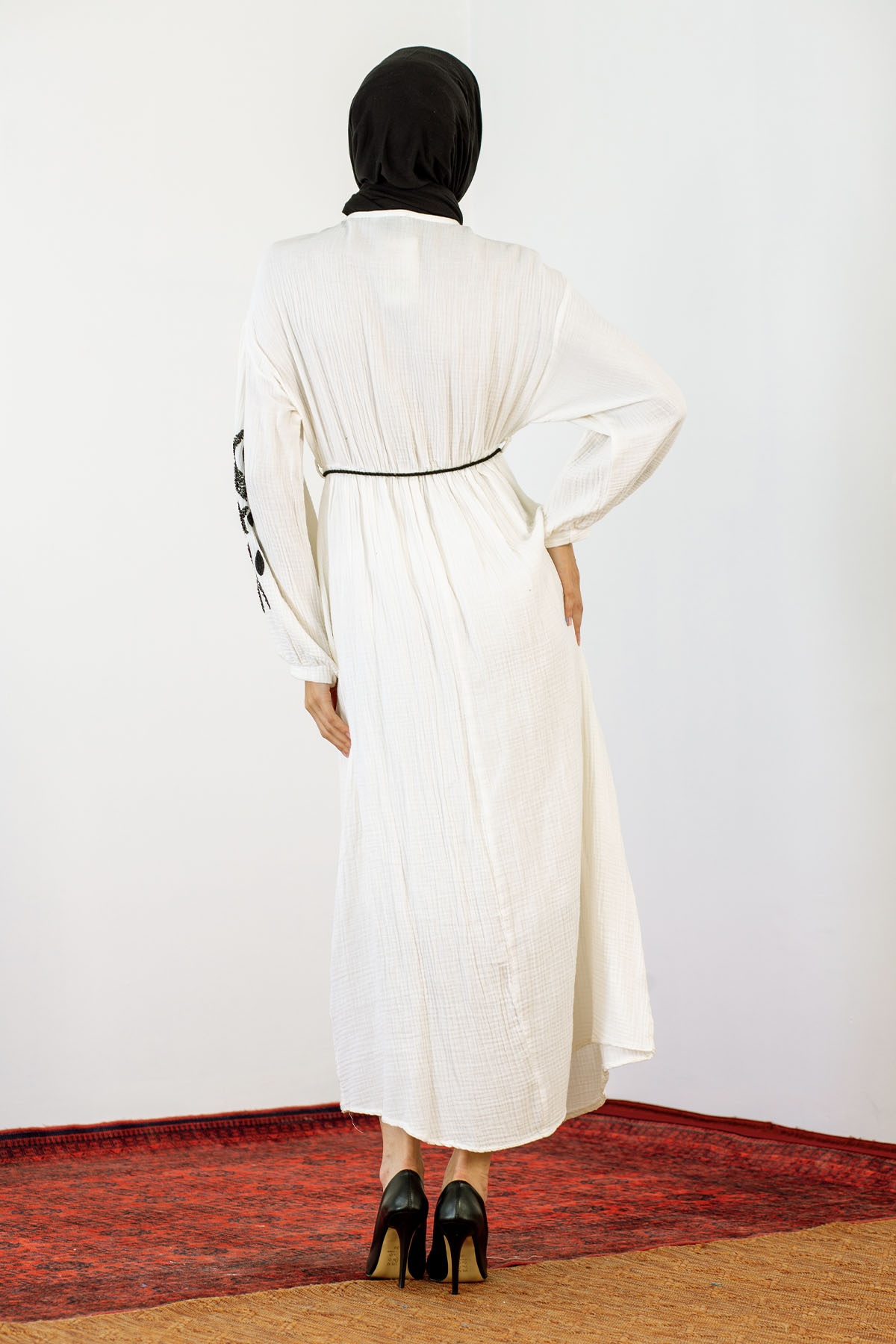 30498 Elbise S-m-l Kontrast - Ekru - 5