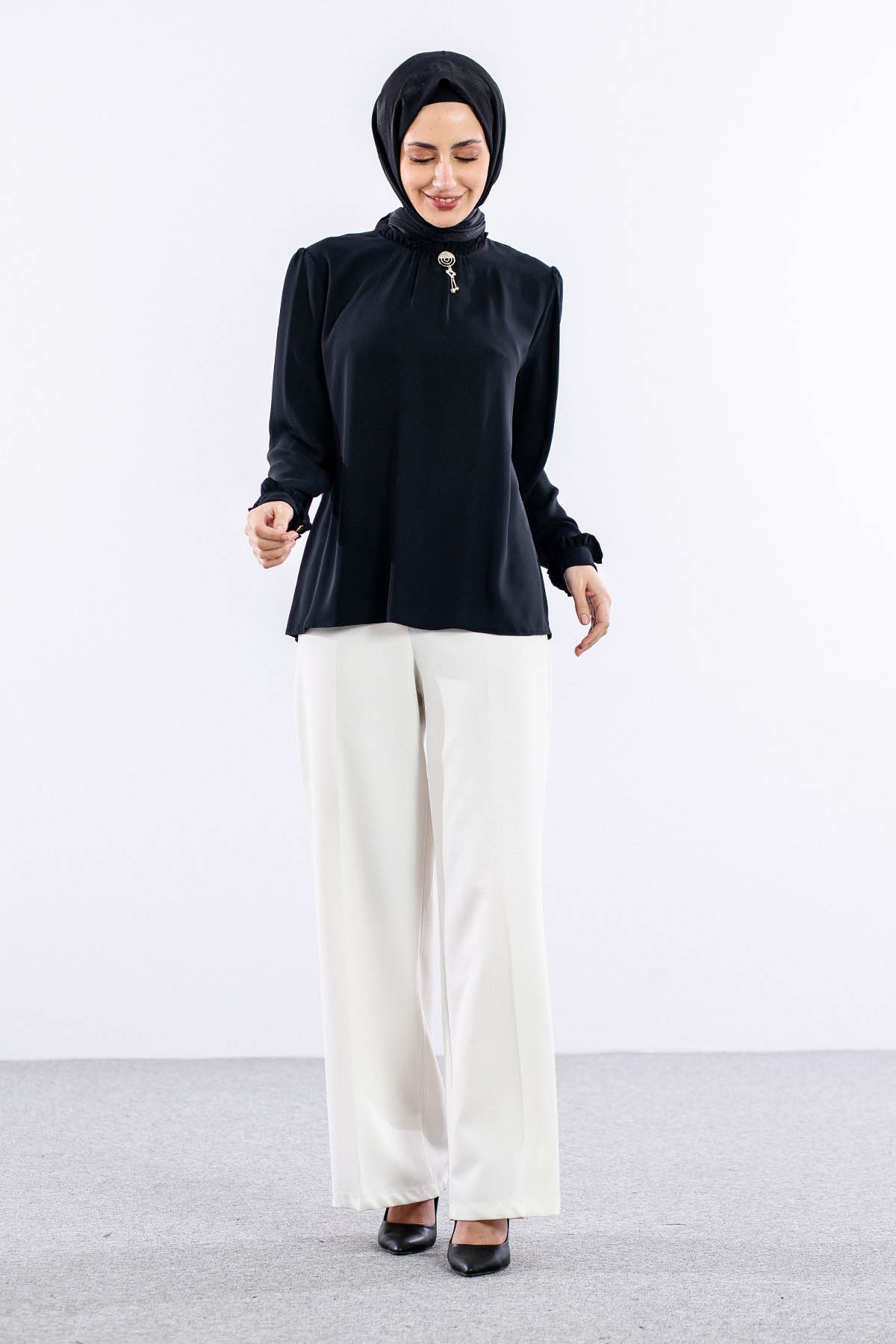 3061 Bluz 40-50 - Siyah  - - 1