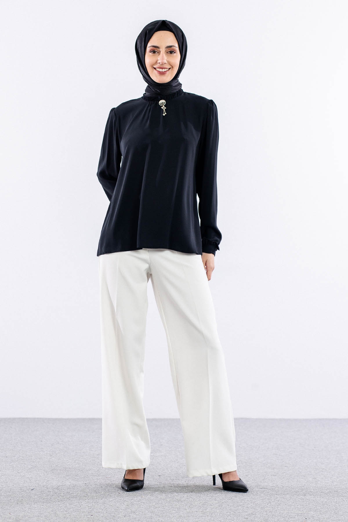 3061 Bluz 40-50 - Siyah  - - 2