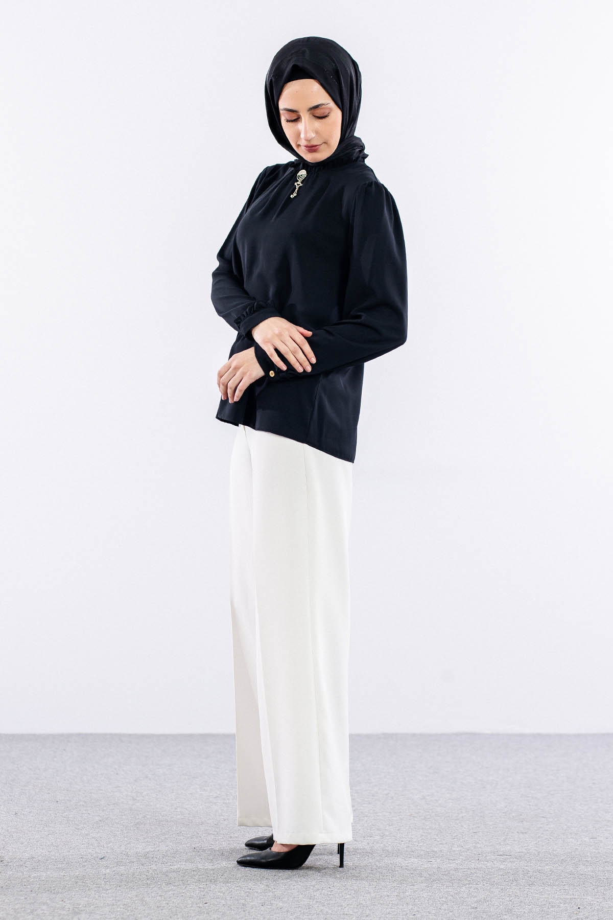 3061 Bluz 40-50 - Siyah  - - 3