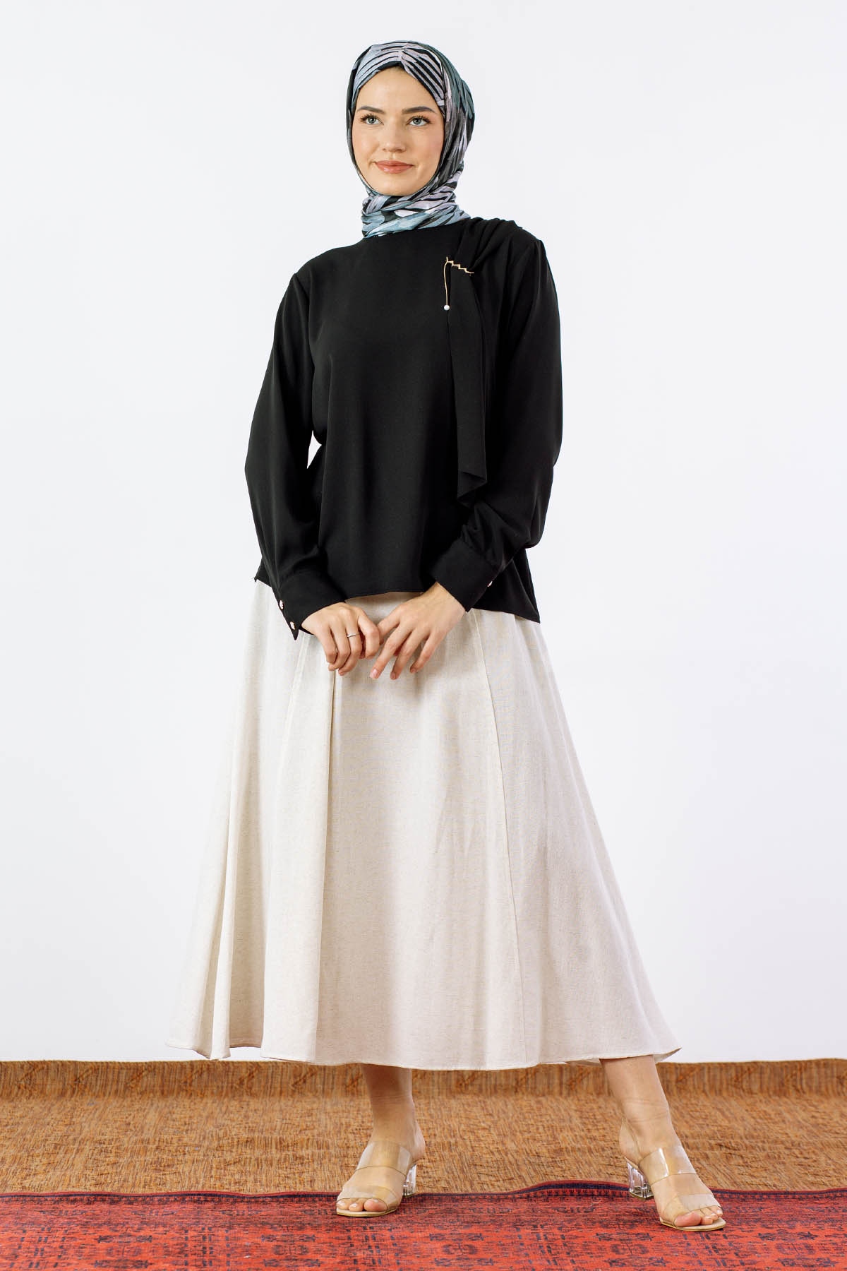 3063 Bluz 38-48 - Siyah - 2