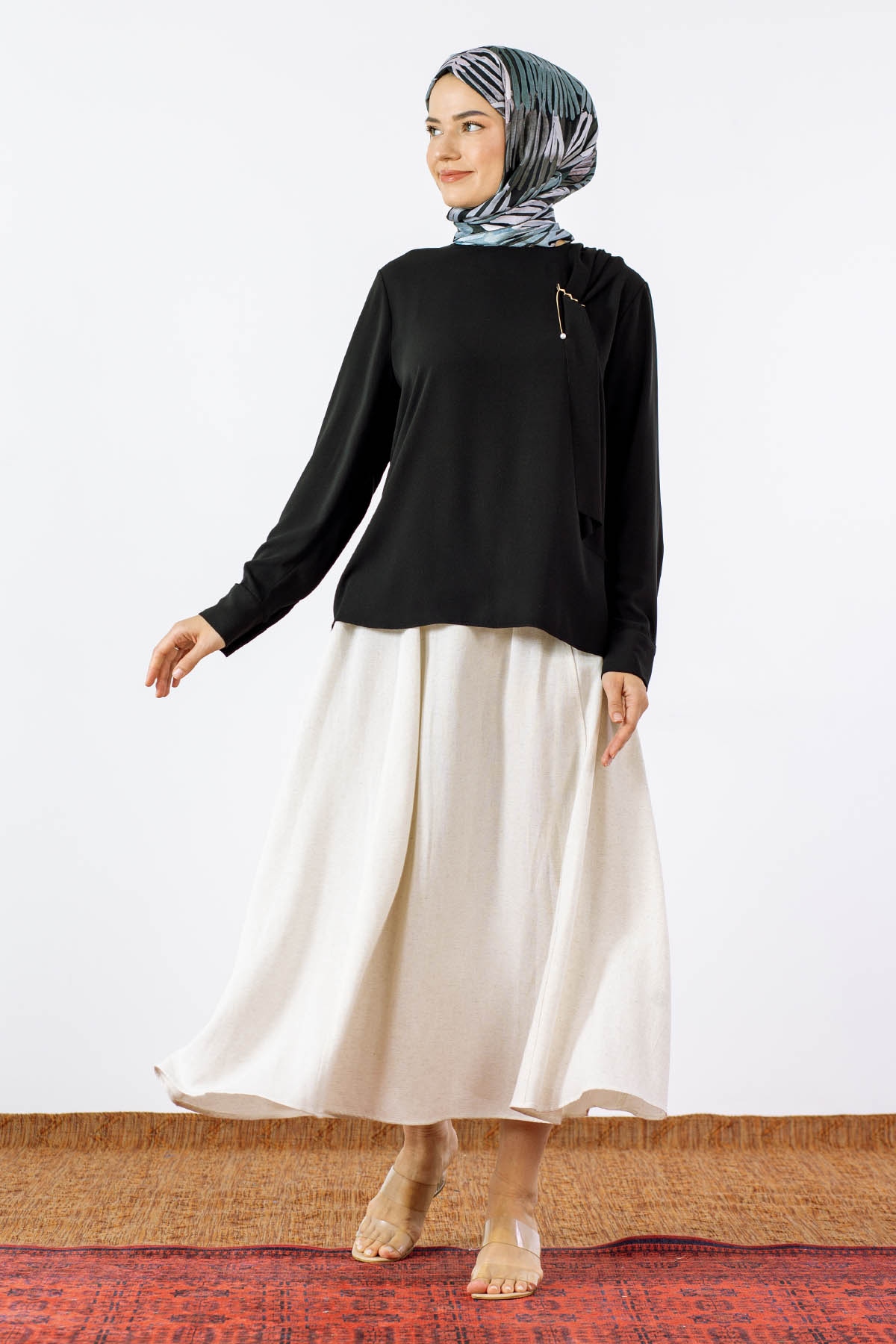 3063 Bluz 38-48 - Siyah - 3