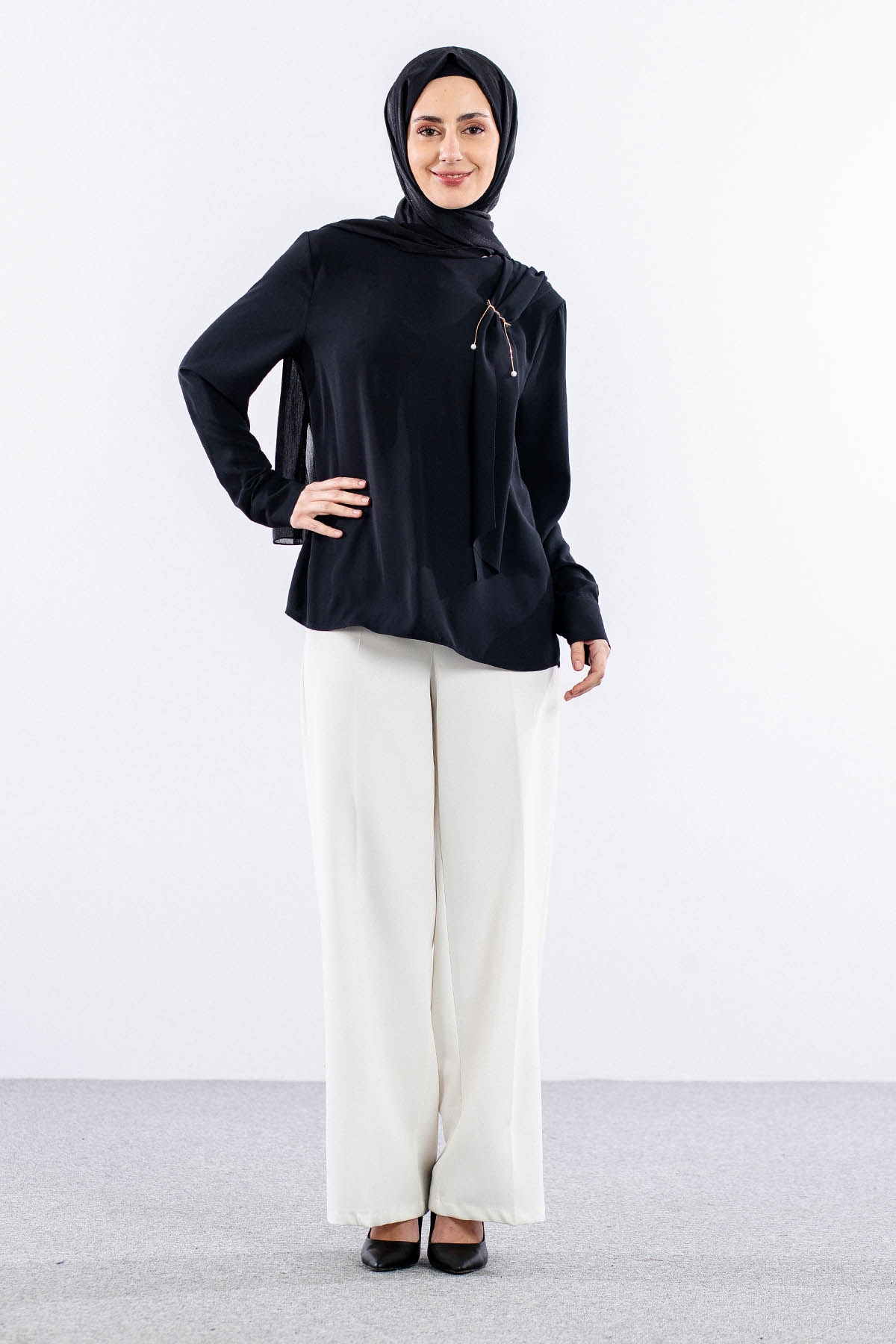 3063 Bluz 42-50 - Siyah - 1