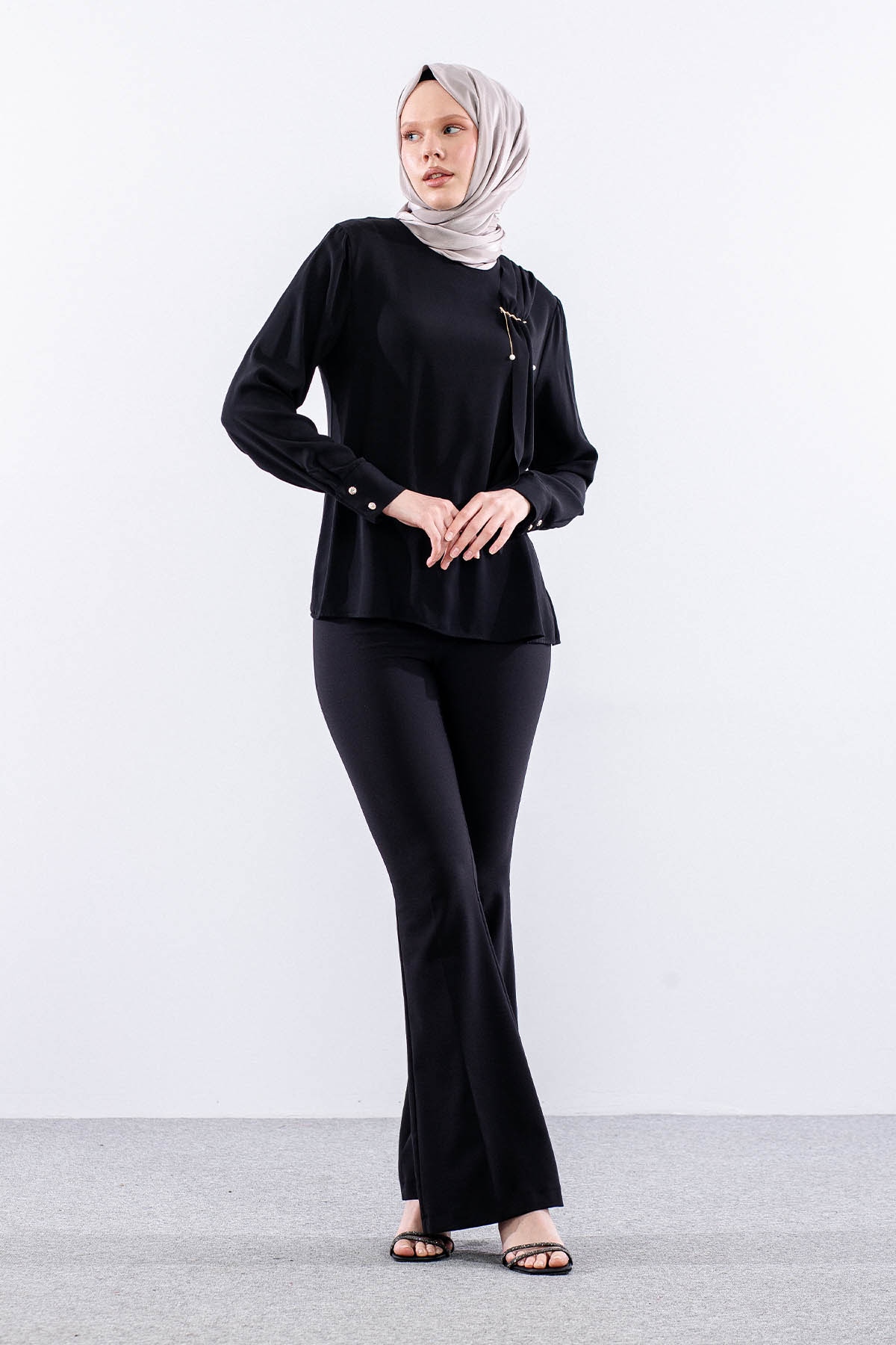 3063 Bluz 42-50 Zıkzak Bros - Siyah - 1