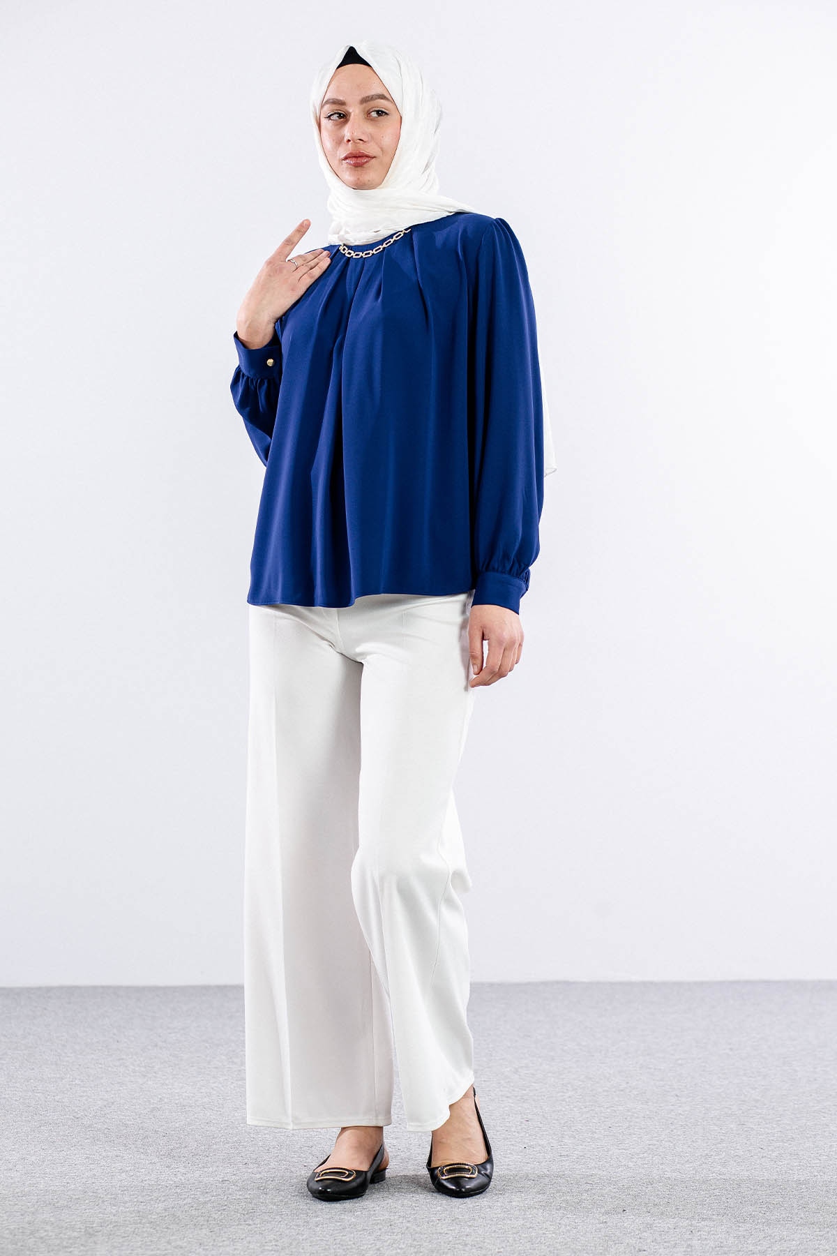 3073 Bluz 40-48 - Lacivert - 1