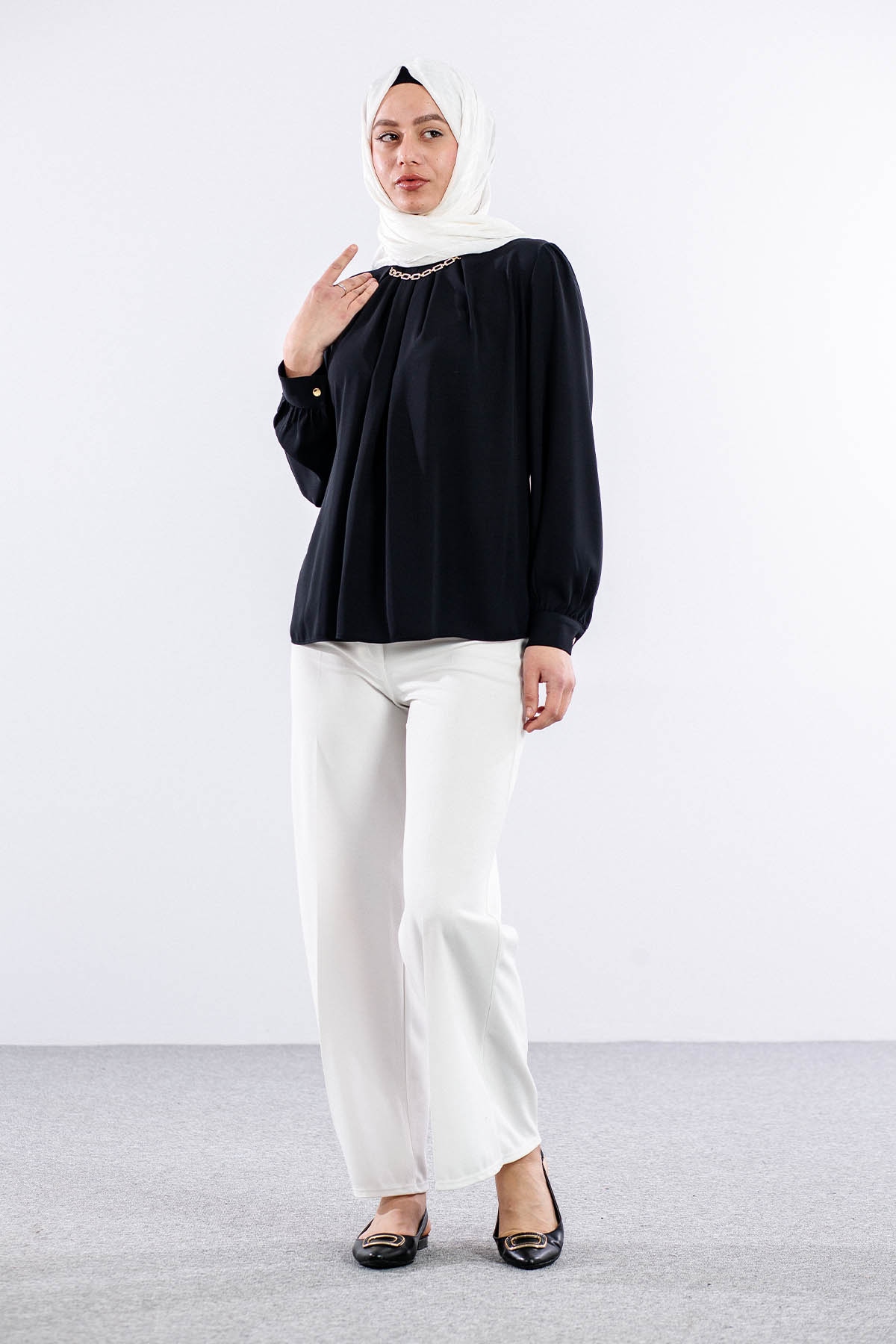 3073 Bluz 40-48 - Siyah - 1