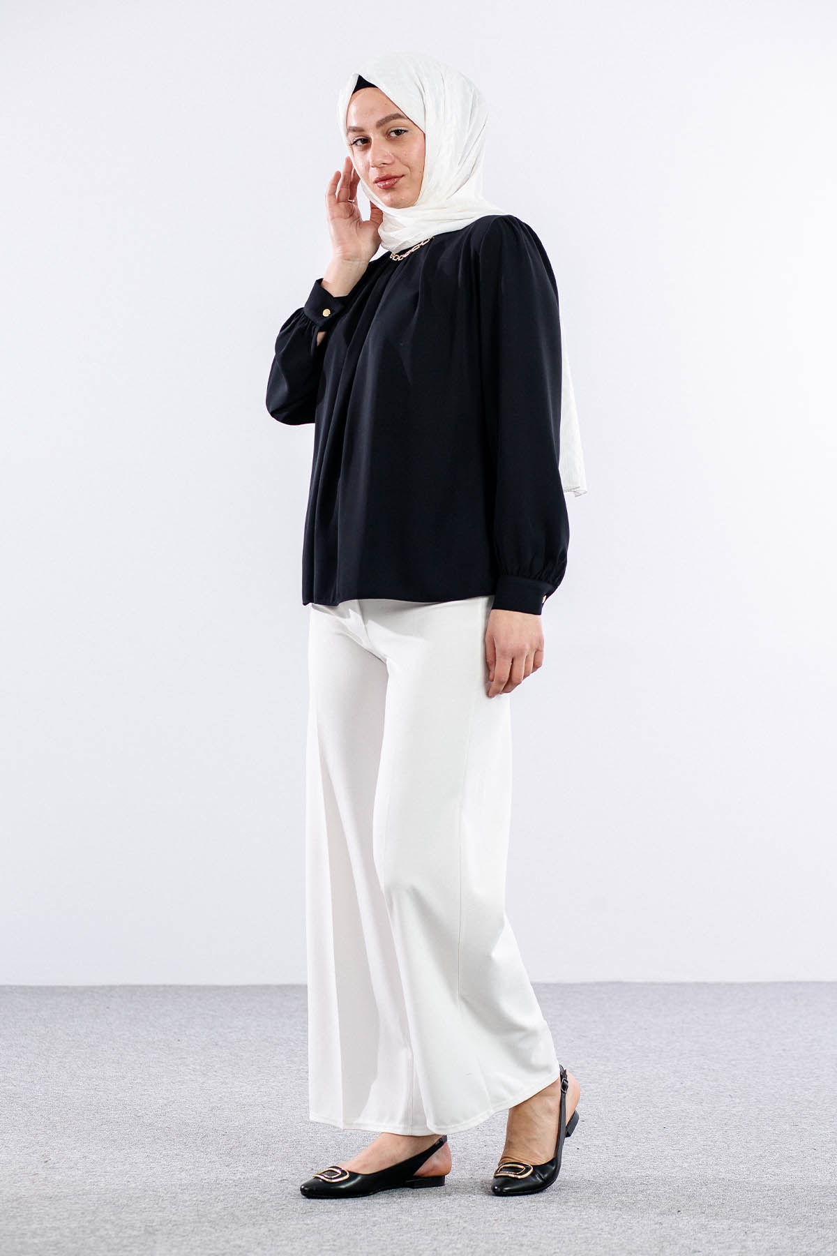 3073 Bluz 40-48 - Siyah - 2