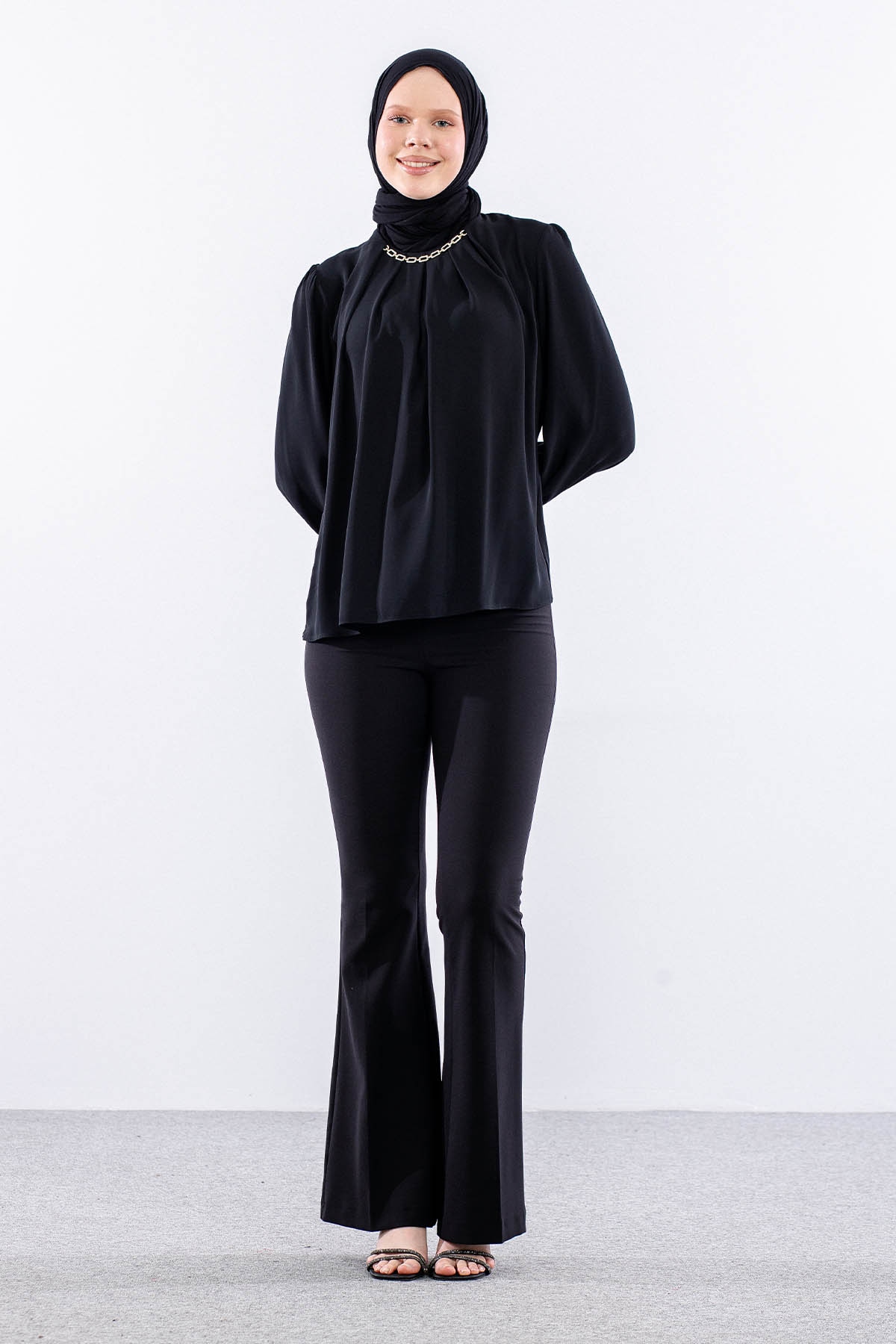 3073 Bluz 40-48 - Siyah - - 2