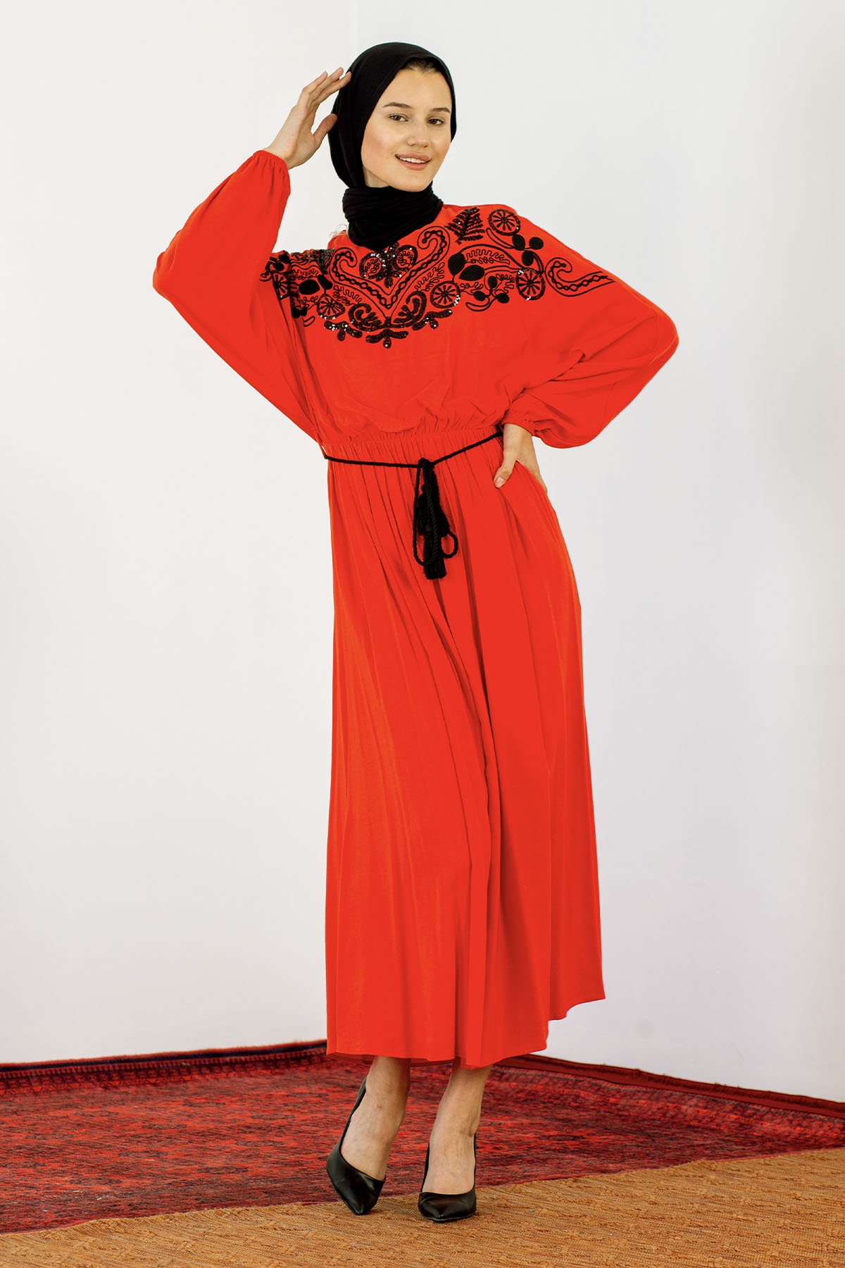 30755 Elbise S-m-l Payet - Kirmizi - 1