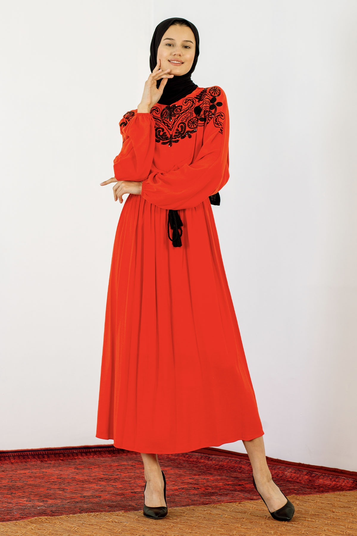 30755 Elbise S-m-l Payet - Kirmizi - 2