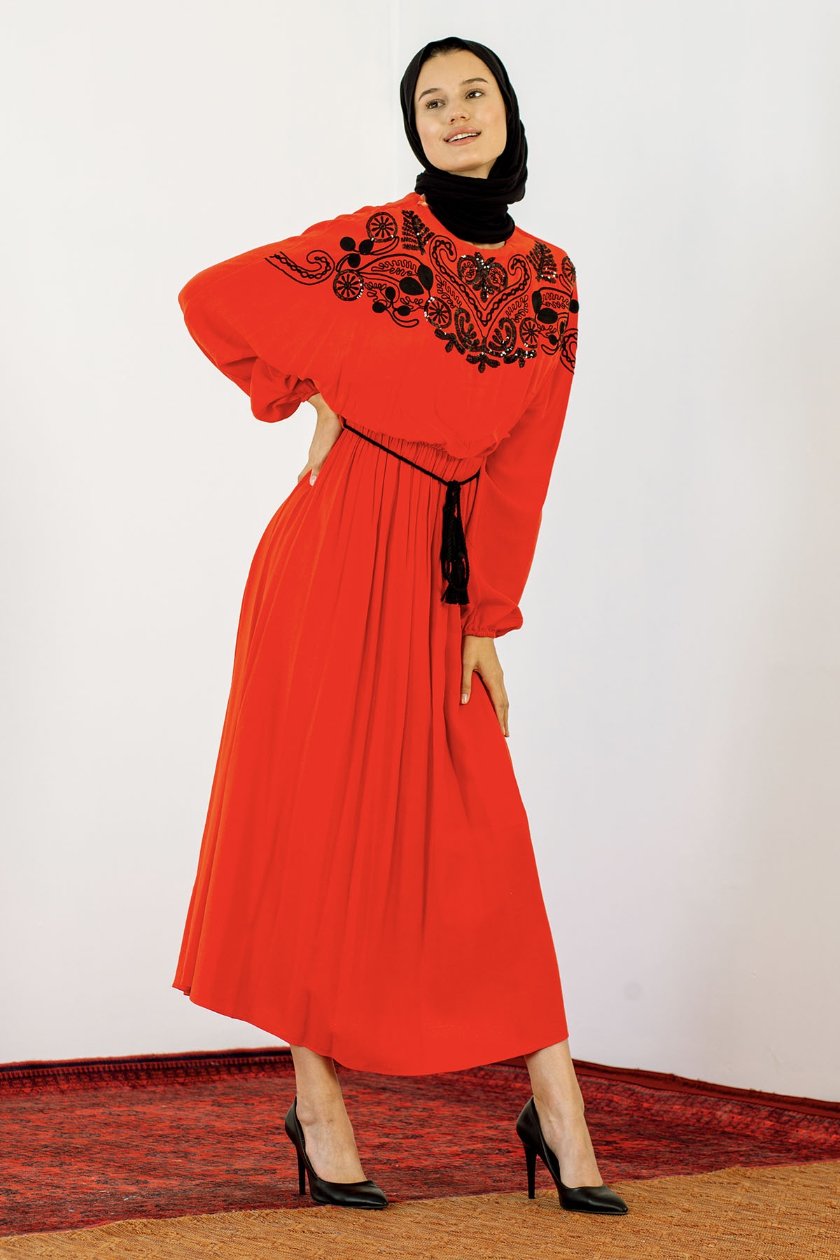 30755 Elbise S-m-l Payet - Kirmizi - 3