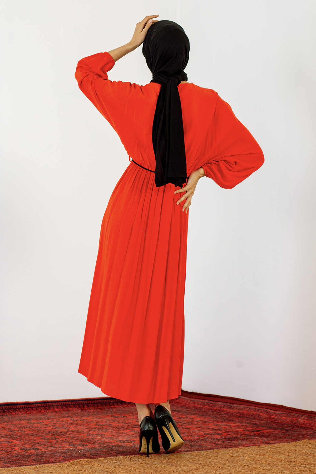 30755 Elbise S-m-l Payet - Kirmizi - 5