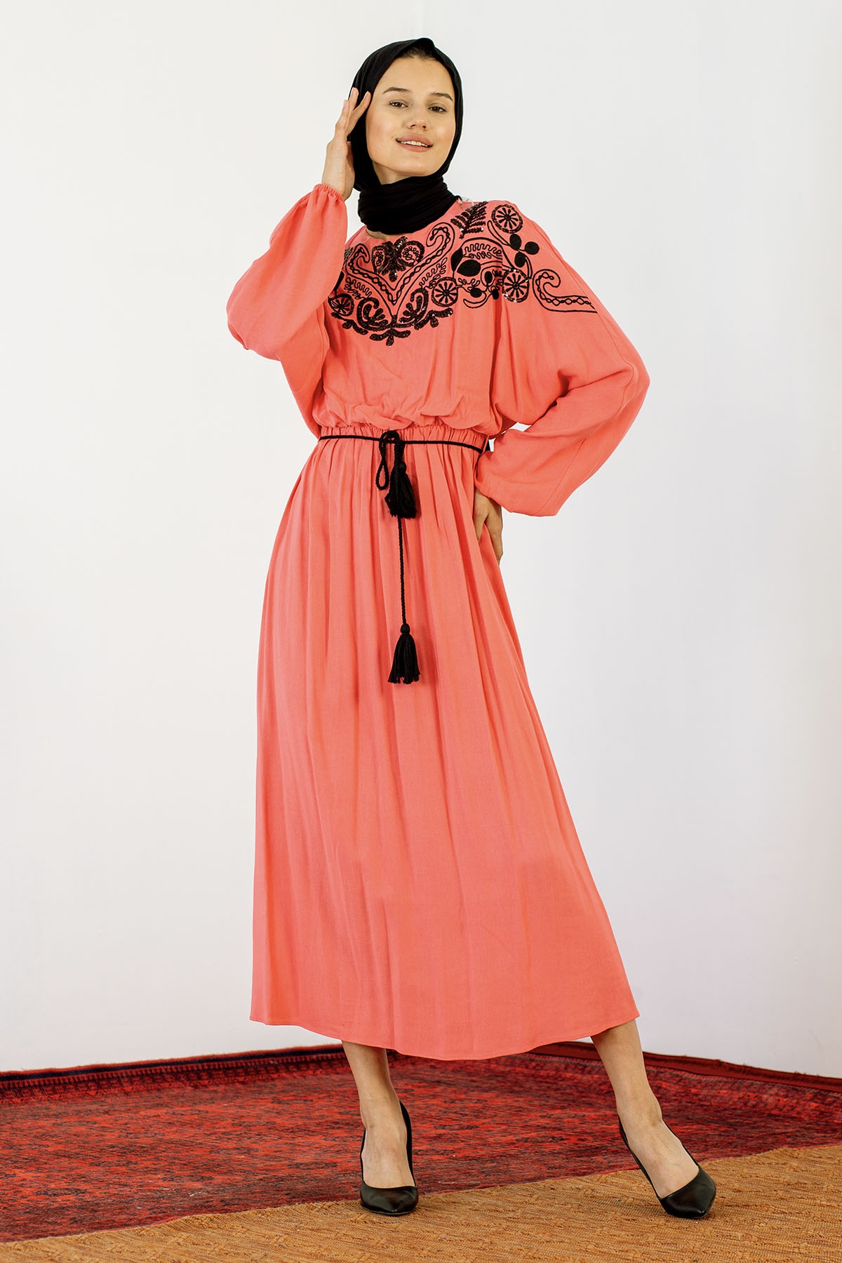 30755 Elbise S-m-l Payet - Nar Cicegi - 2