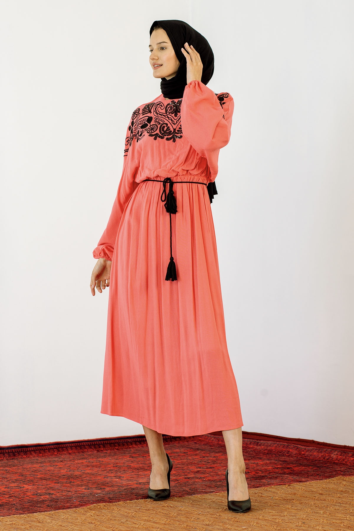 30755 Elbise S-m-l Payet - Nar Cicegi - 3