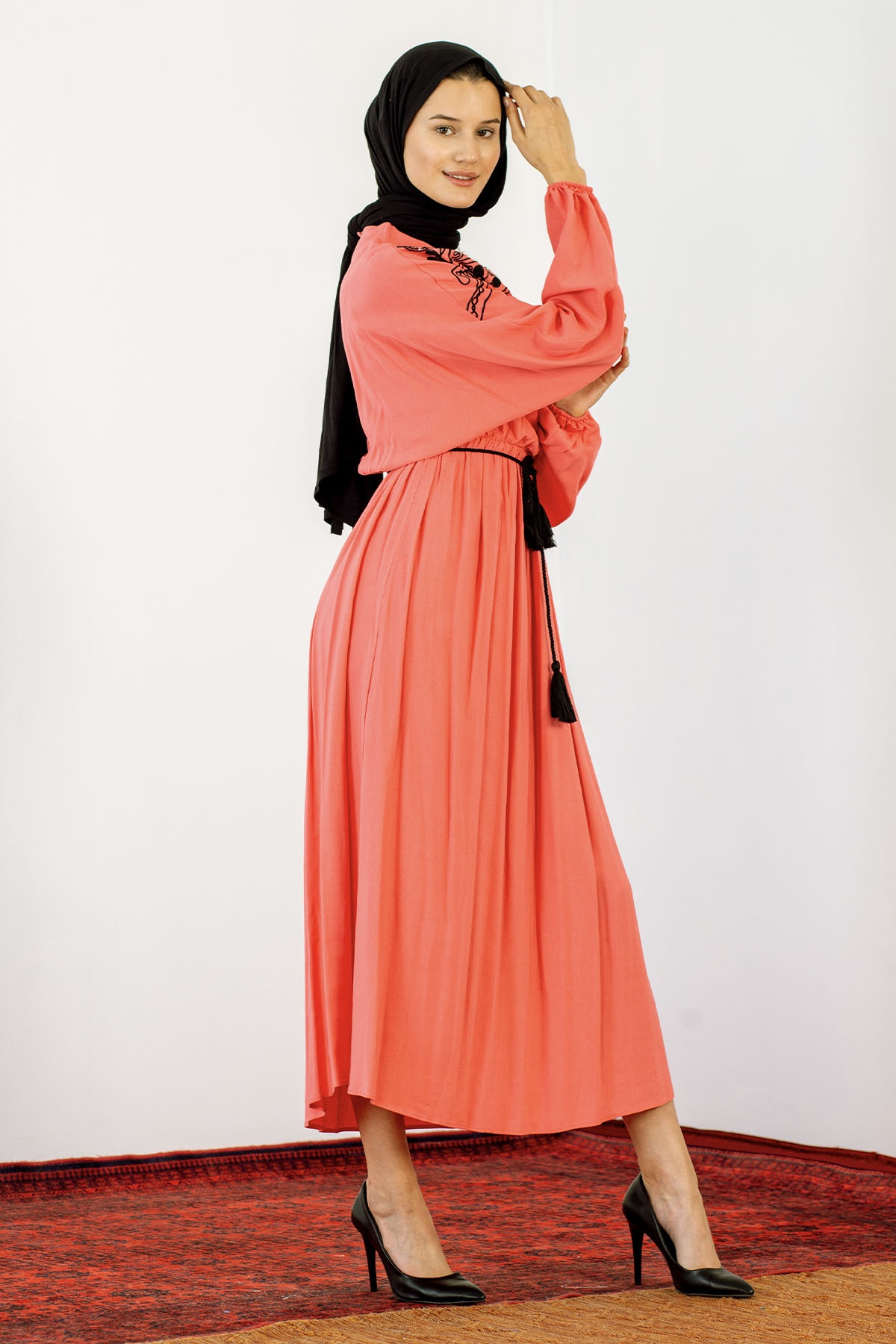 30755 Elbise S-m-l Payet - Nar Cicegi - 4