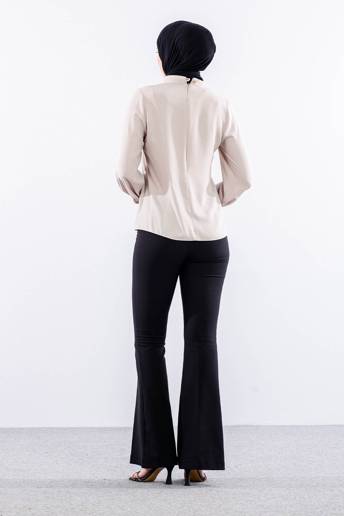 3077 Gömlek 38-46 Kravatlı - Tas - 4