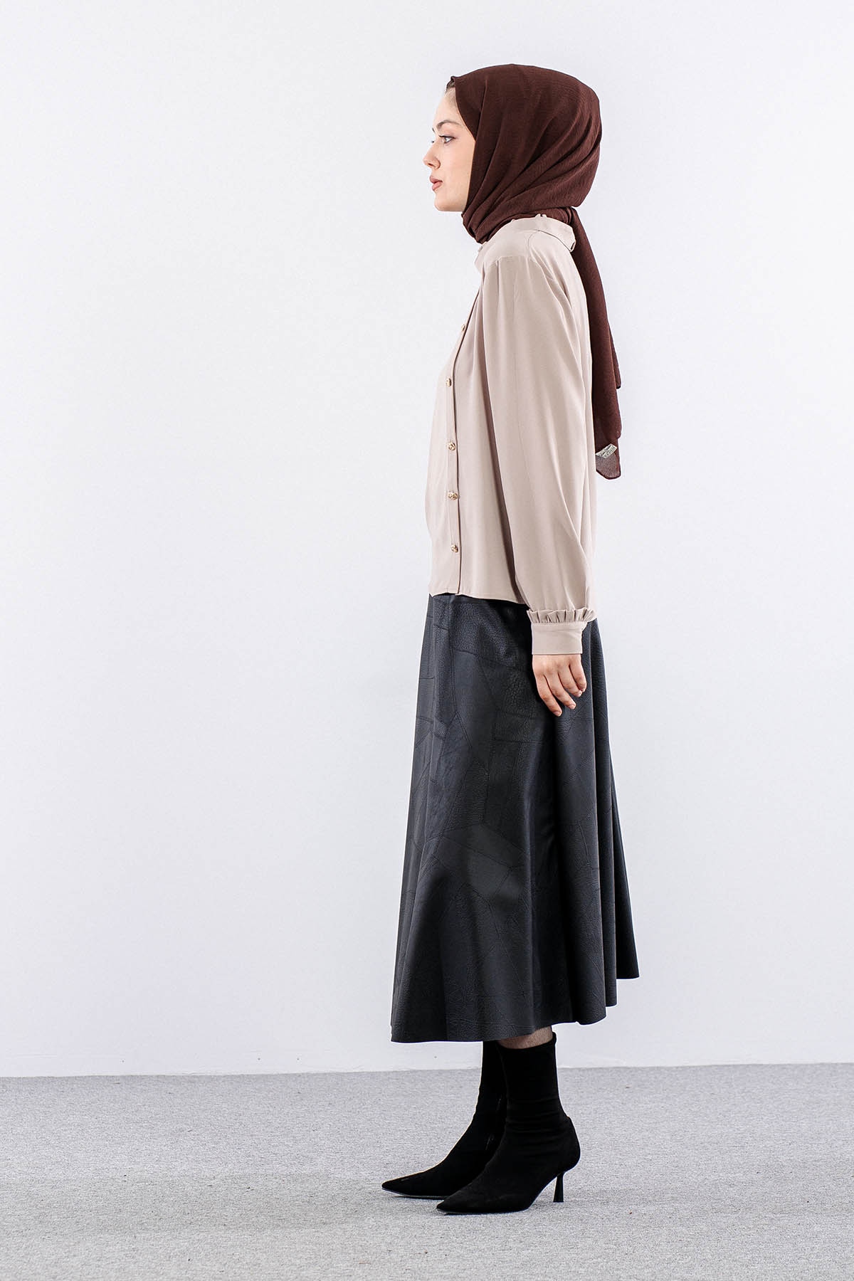 3078 Gömlek 40-48 - Bej - 3