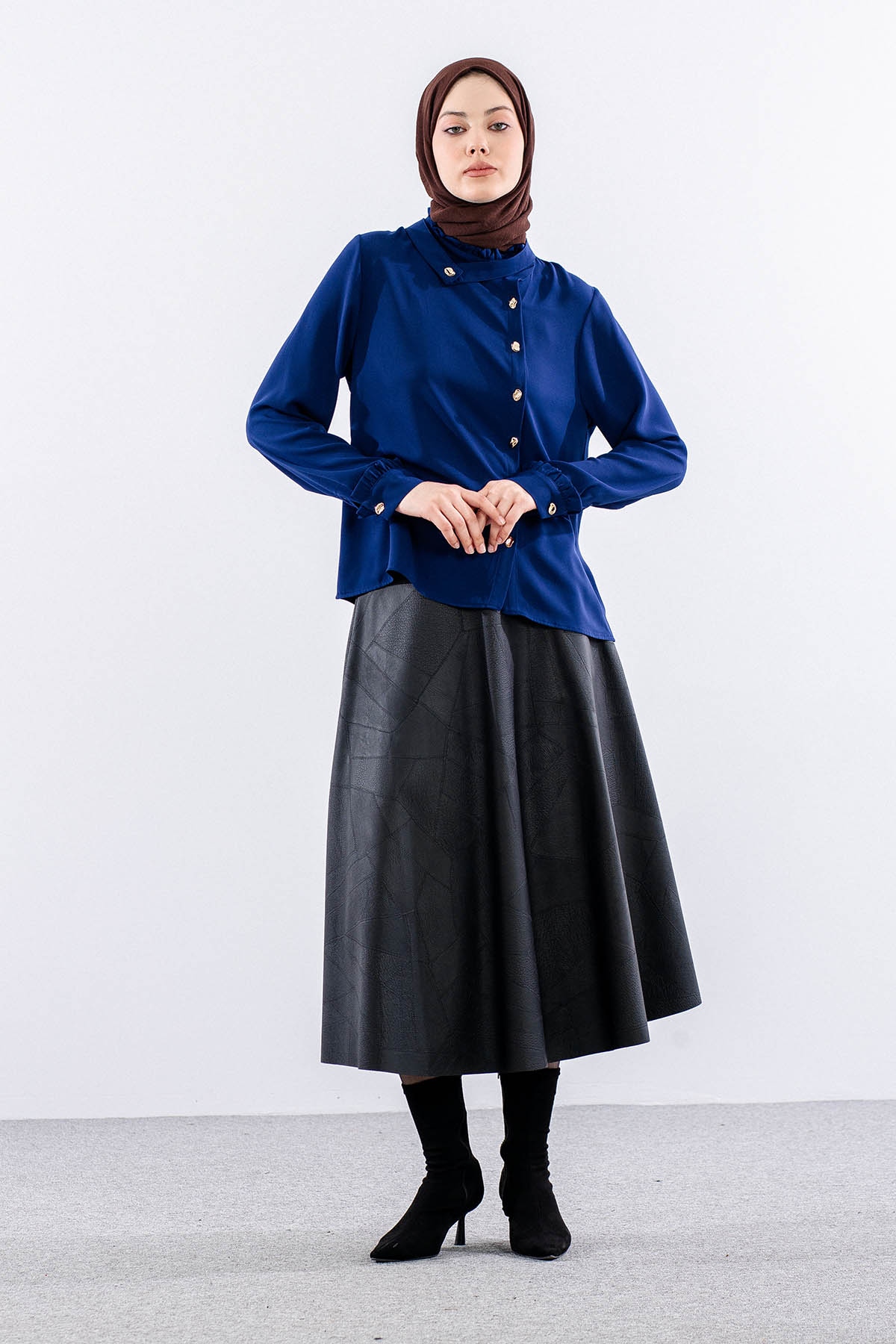 3078 Gömlek 40-48 - Lacivert - 1