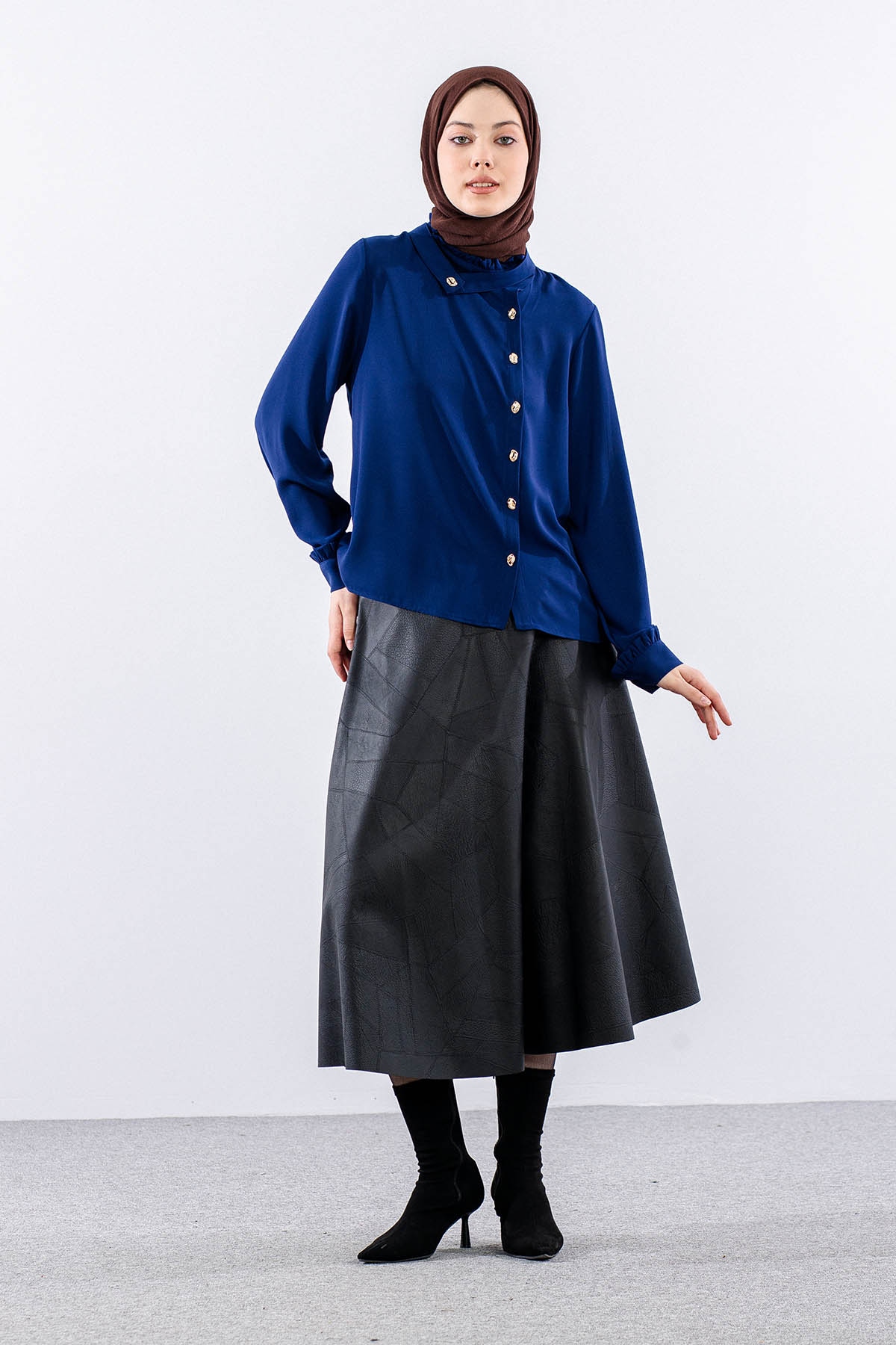 3078 Gömlek 40-48 - Lacivert - 2