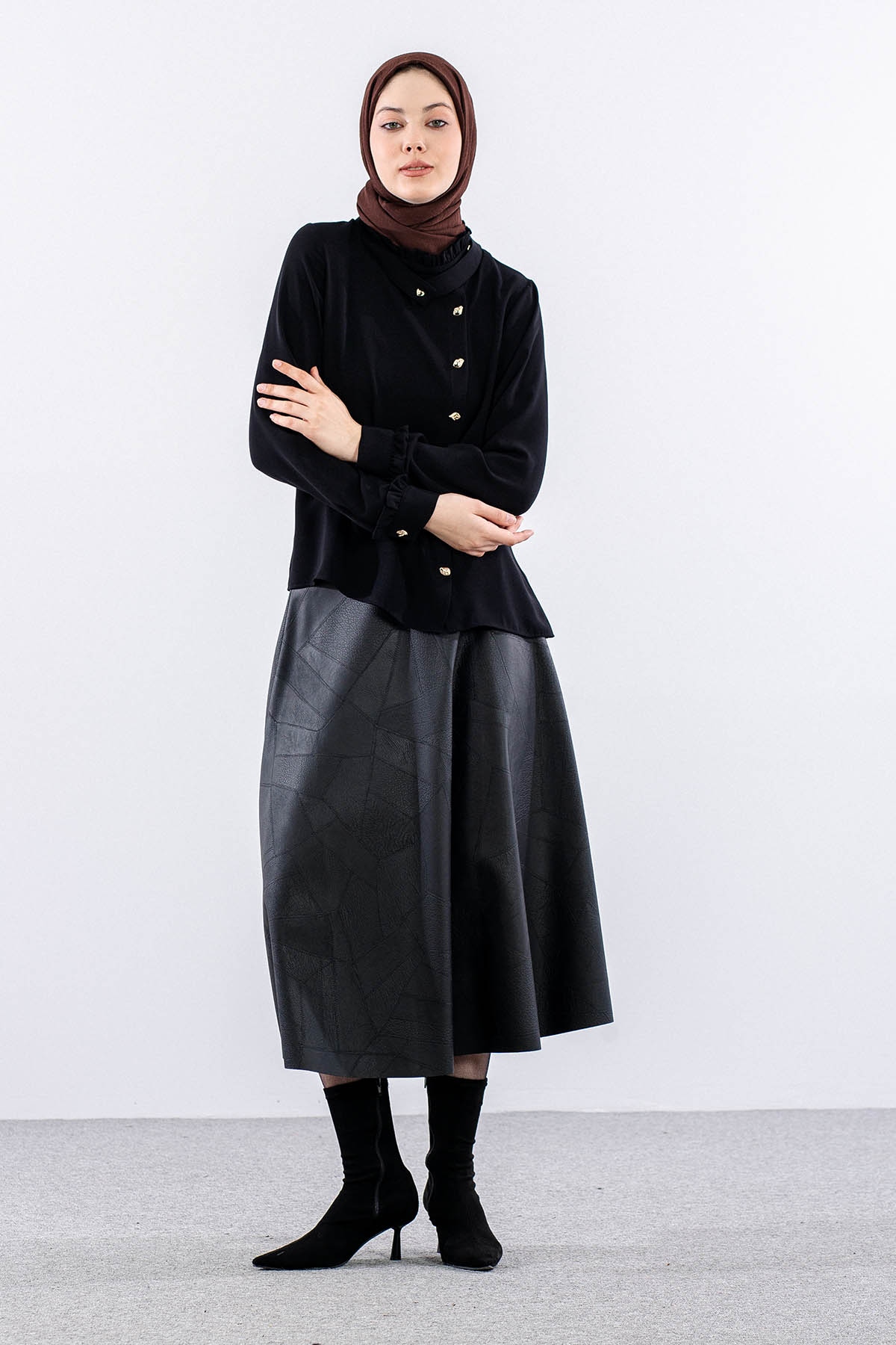 3078 Gömlek 40-48 - Siyah - 2