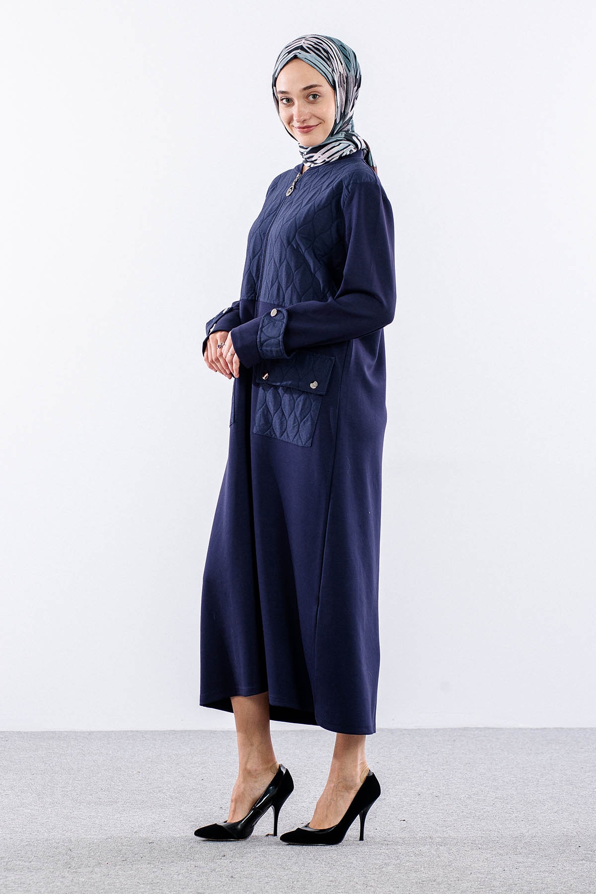 308 Spor Kap 40-50 Kapitone Fermuar - Lacivert - 4