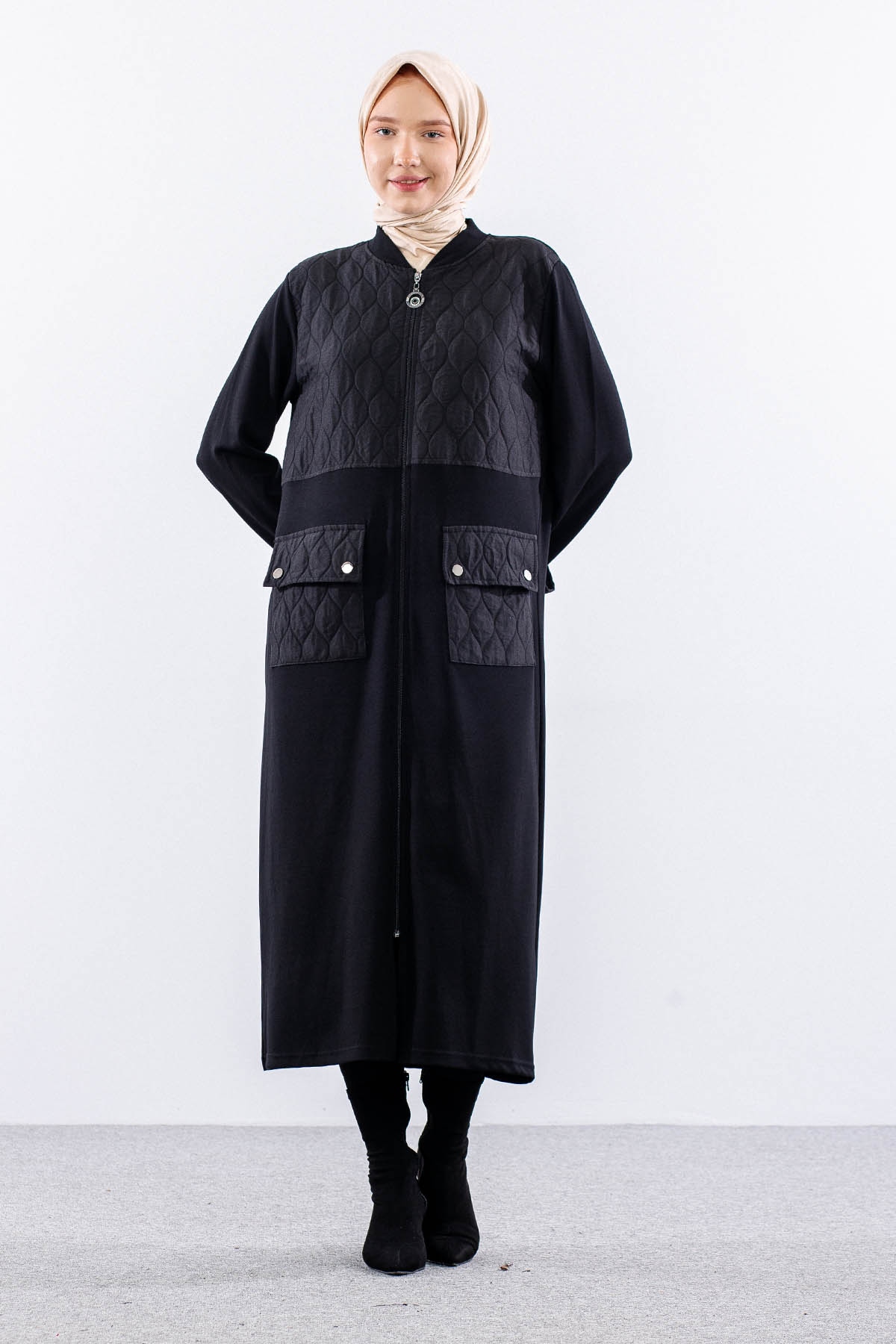 308 Spor Kap 40-50 Kapitone Fermuar - Siyah - 1