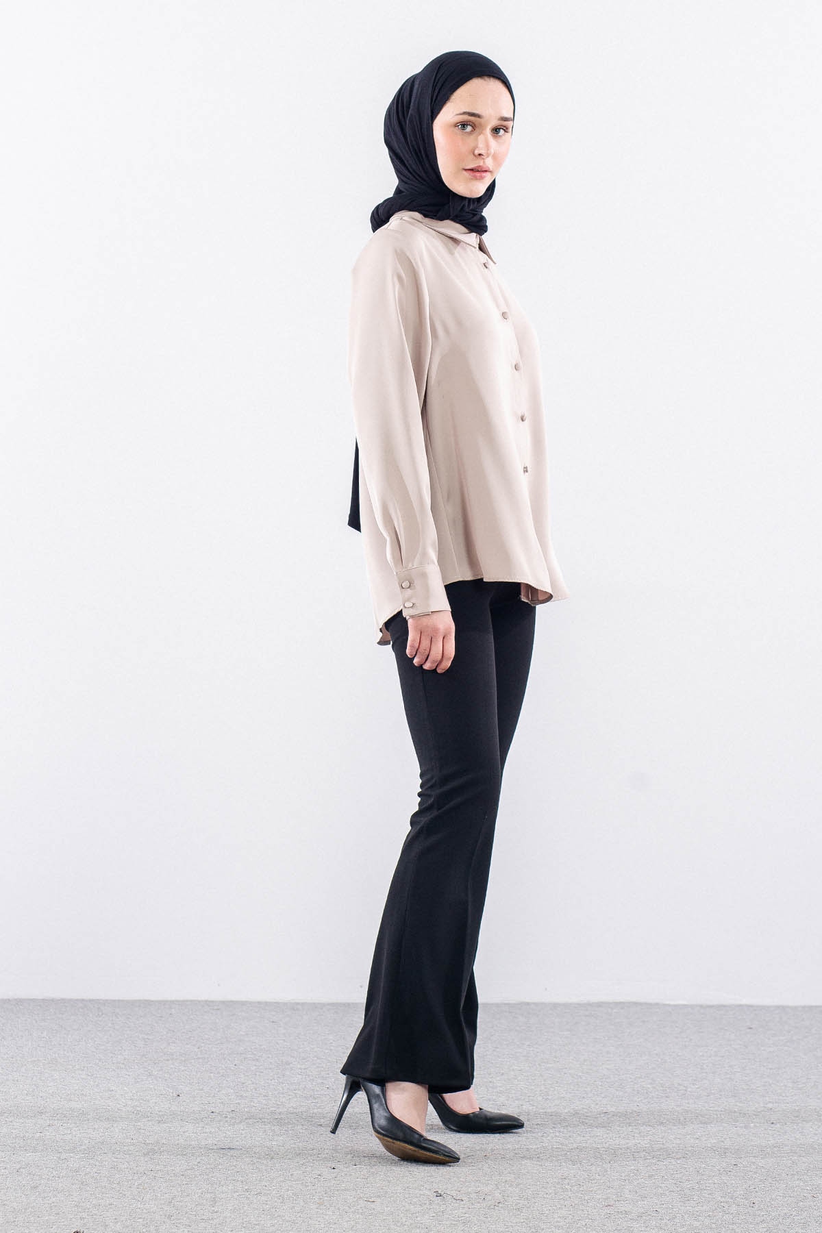 3080 Gömlek 42-50 Saten - Bej - 4