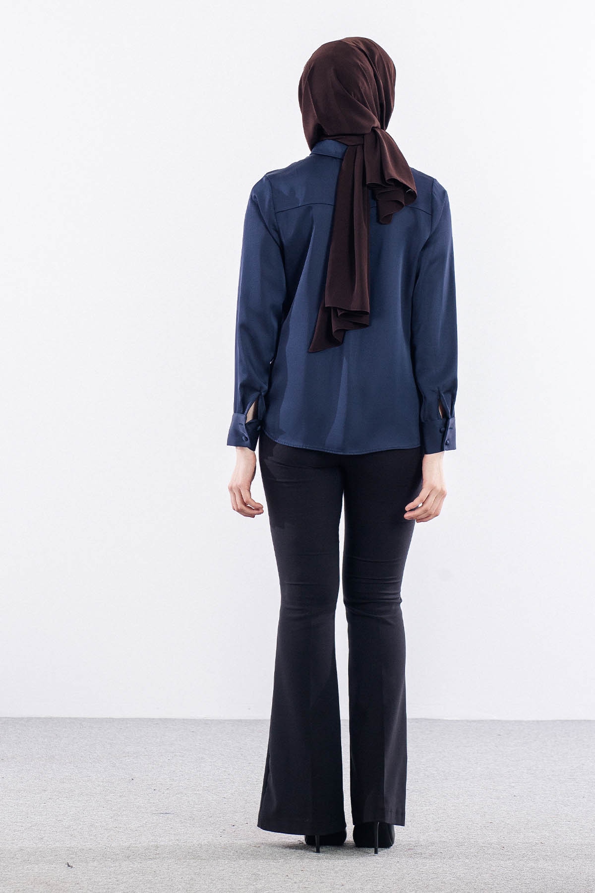 3080 Gömlek 42-50 Saten - Lacivert - 5