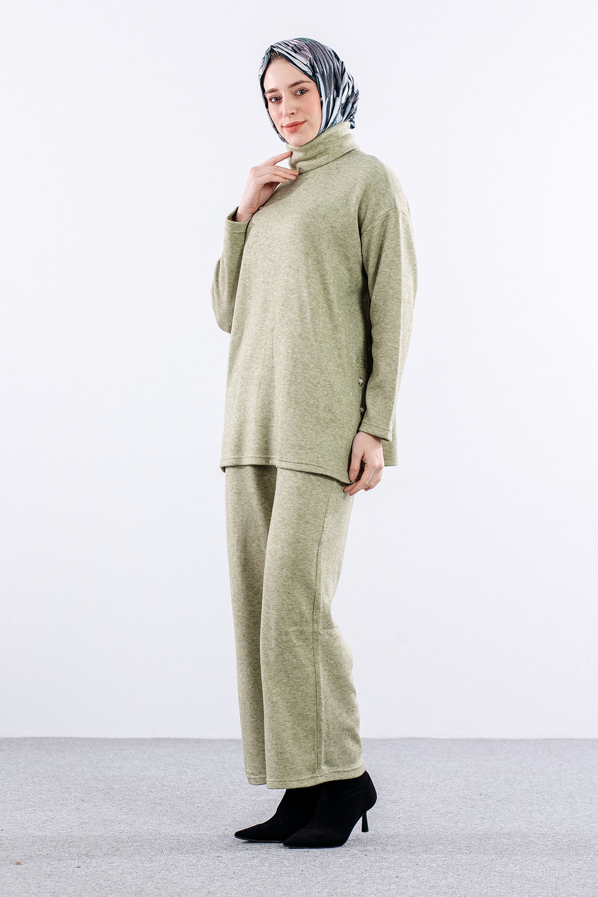 31115 Düğmeli Takim S-m-l - Haki - 4