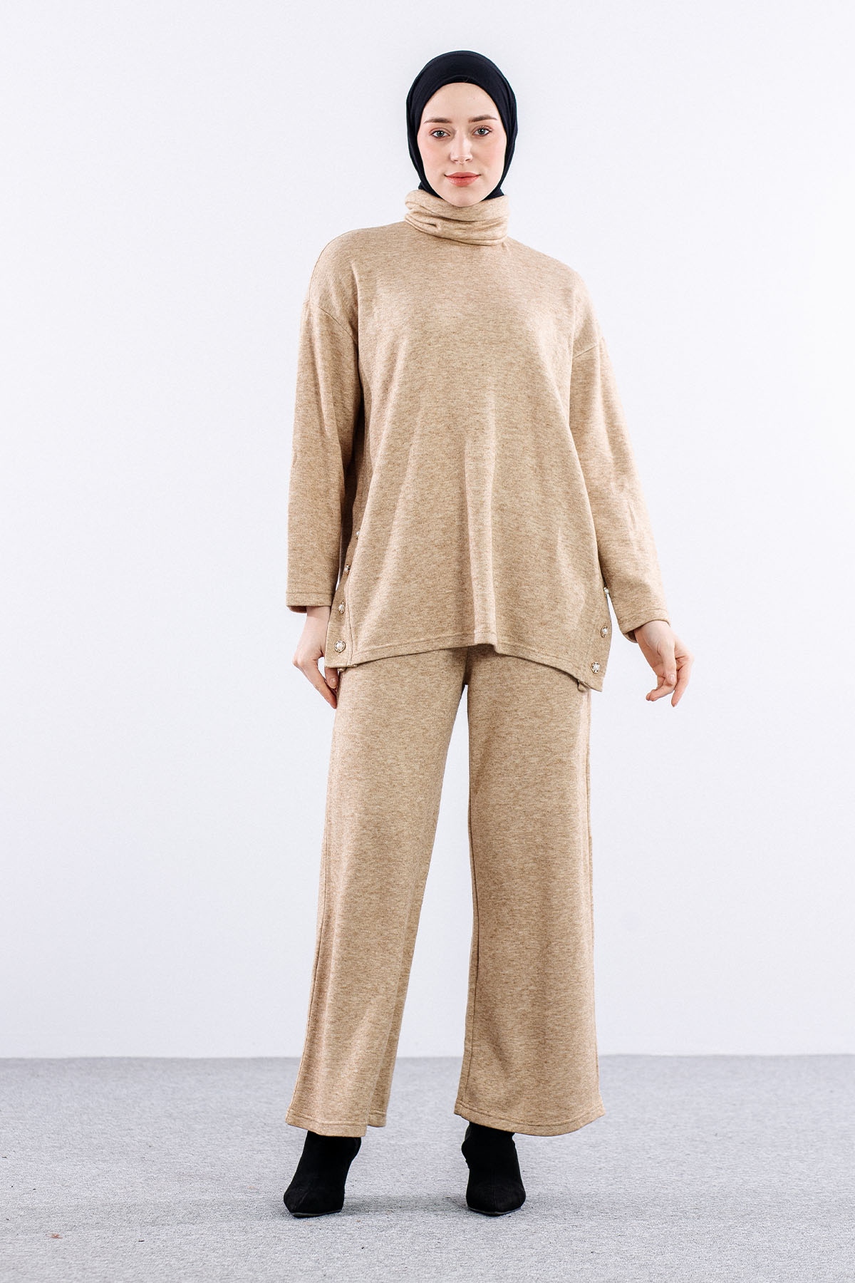 31115 Düğmeli Takim S-m-l - K_camel - 2