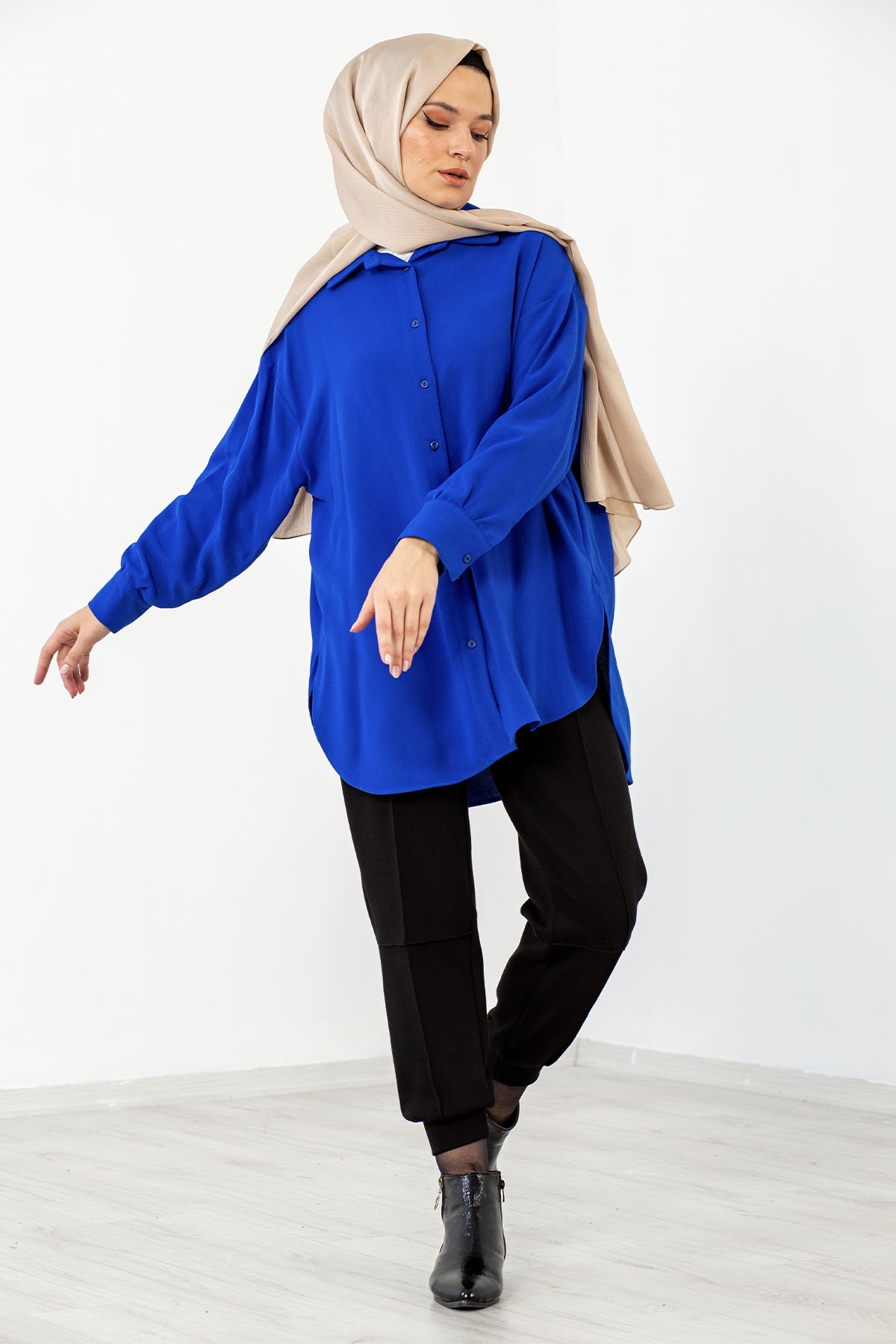 31126 Krep Gömlek Tek - Sax - 2