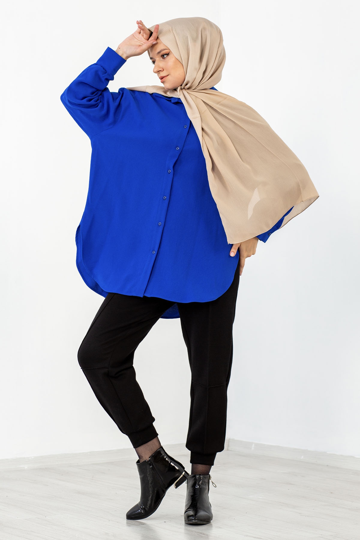 31126 Krep Gömlek Tek - Sax - 4