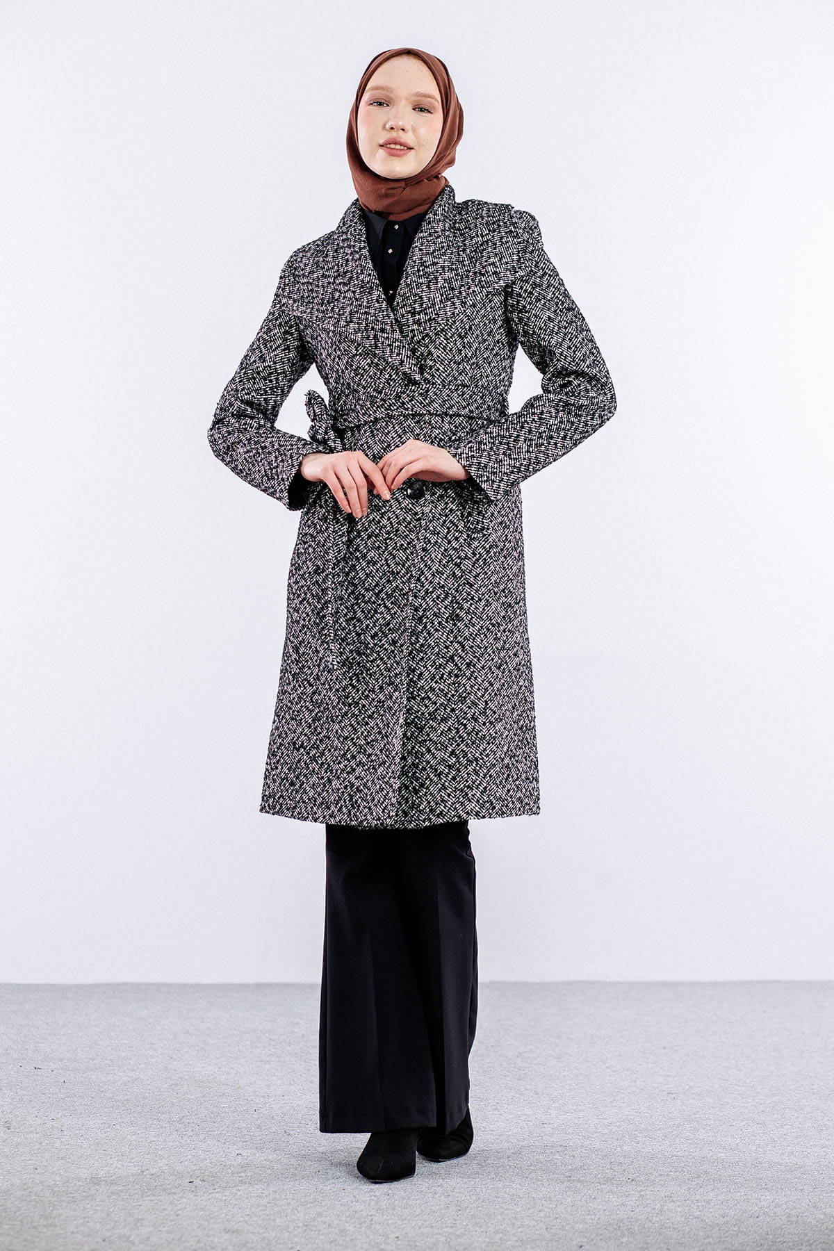 31161 şal Yaka Kaban S-m-l-xl - Siyah - 1