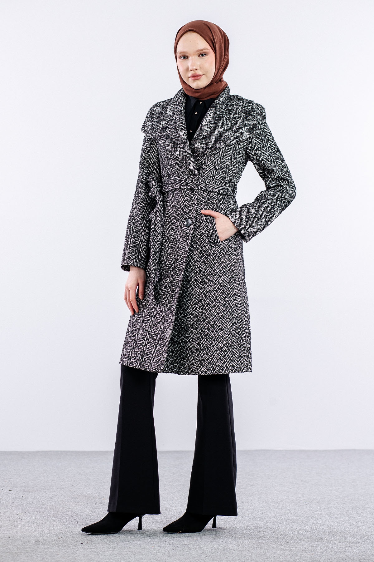 31161 şal Yaka Kaban S-m-l-xl - Siyah - 3