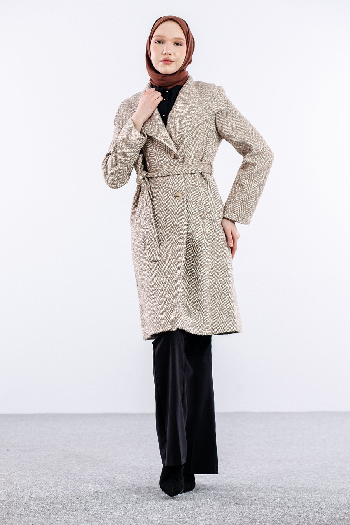 31161 şal Yaka Kaban S-m-l-xl - Vizon - 2