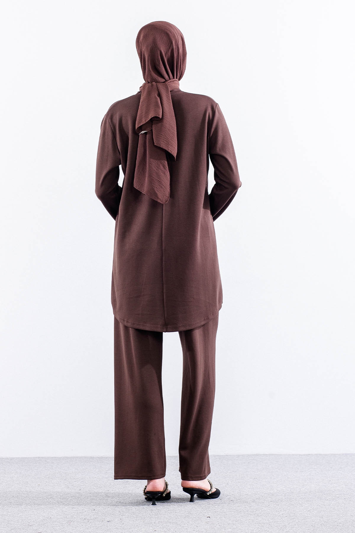 312 Takim 40-46 Boncuk Nakis Detayli - Kahve - 5