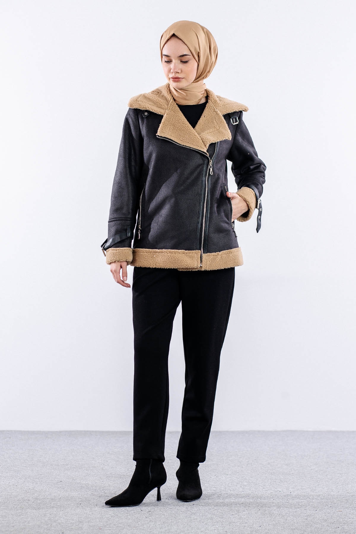 31264 Süet Biker Ceket S-xl - Siyah - 1