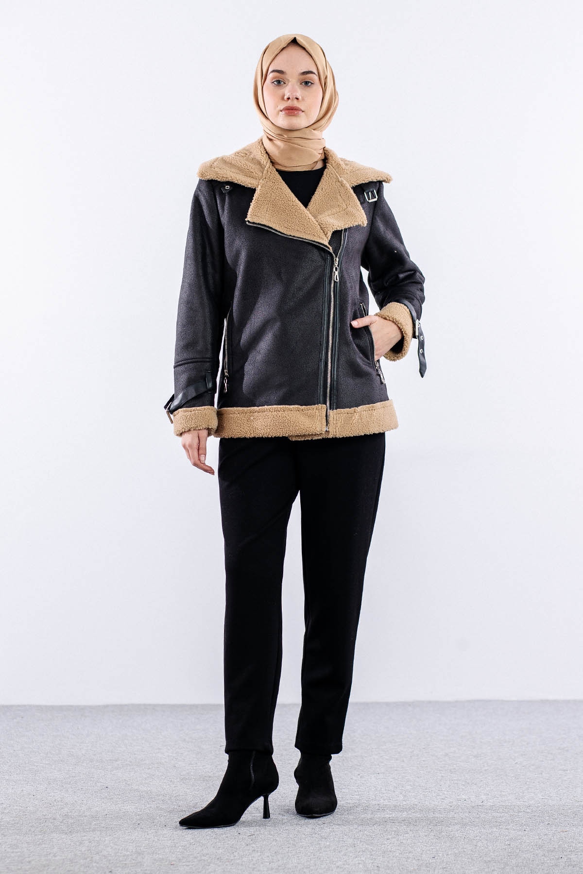 31264 Süet Biker Ceket S-xl - Siyah - 2