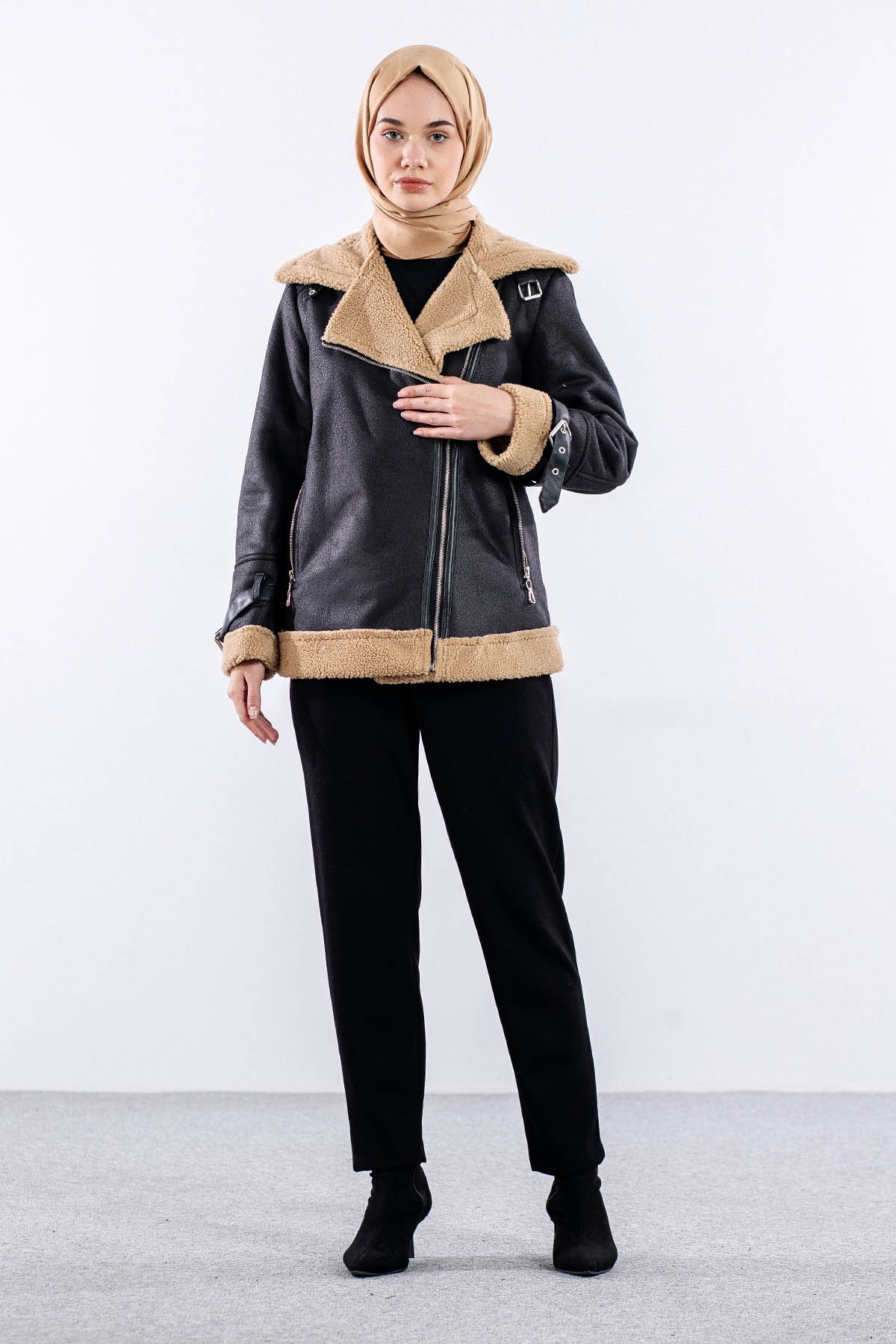 31264 Süet Biker Ceket S-xl - Siyah - 3