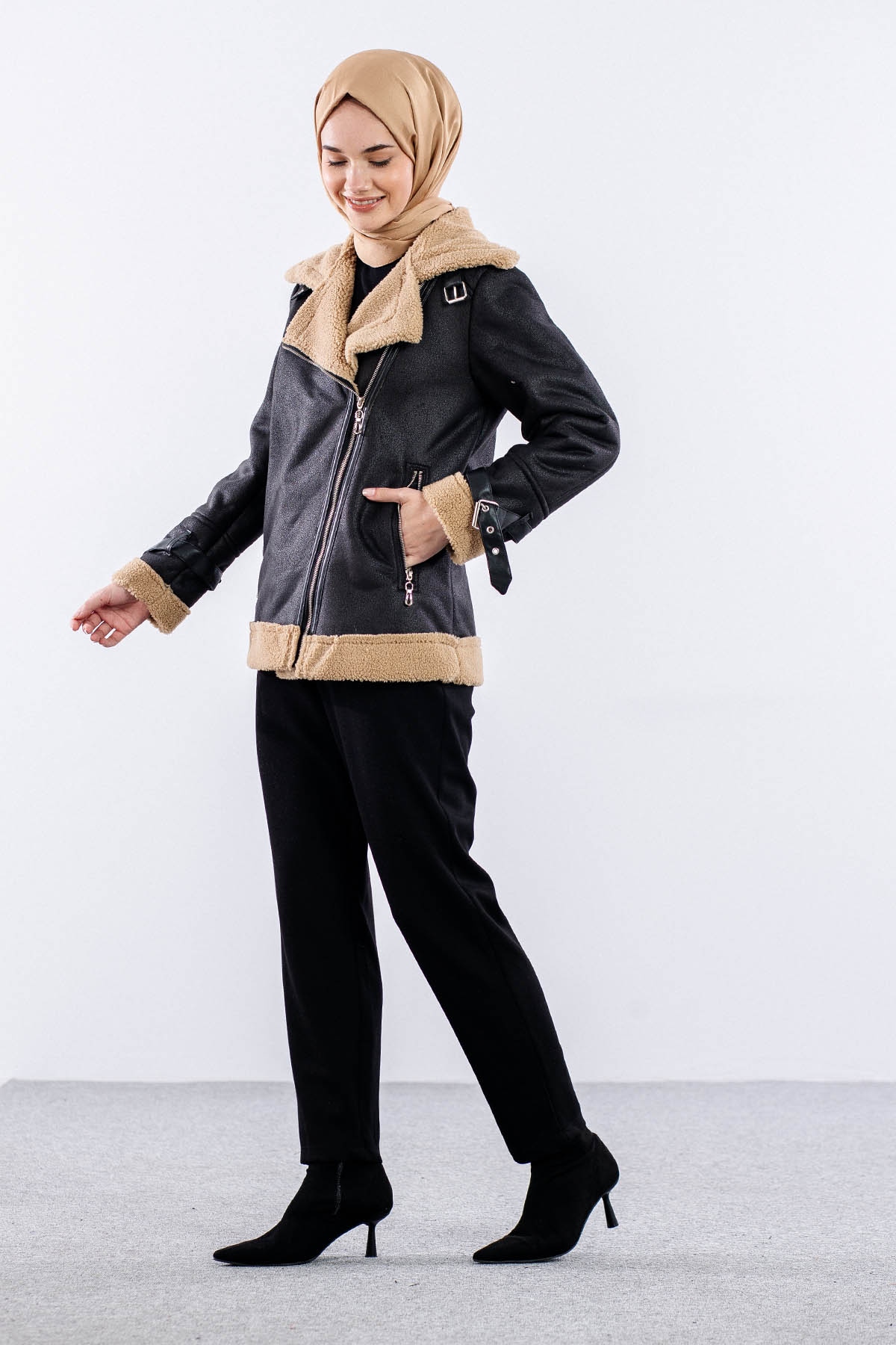 31264 Süet Biker Ceket S-xl - Siyah - 4