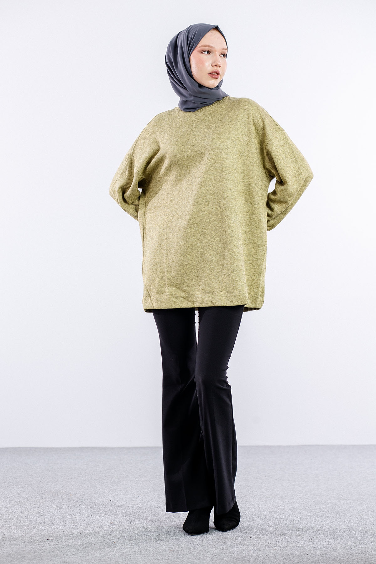 31355 Melanj Tunik Tek - Defne Yapragi - 1