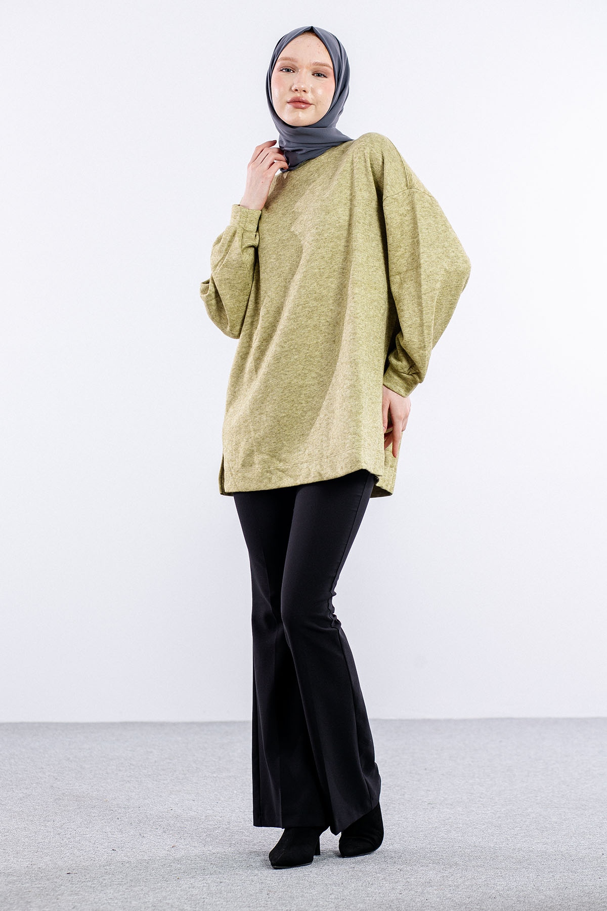 31355 Melanj Tunik Tek - Defne Yapragi - 3