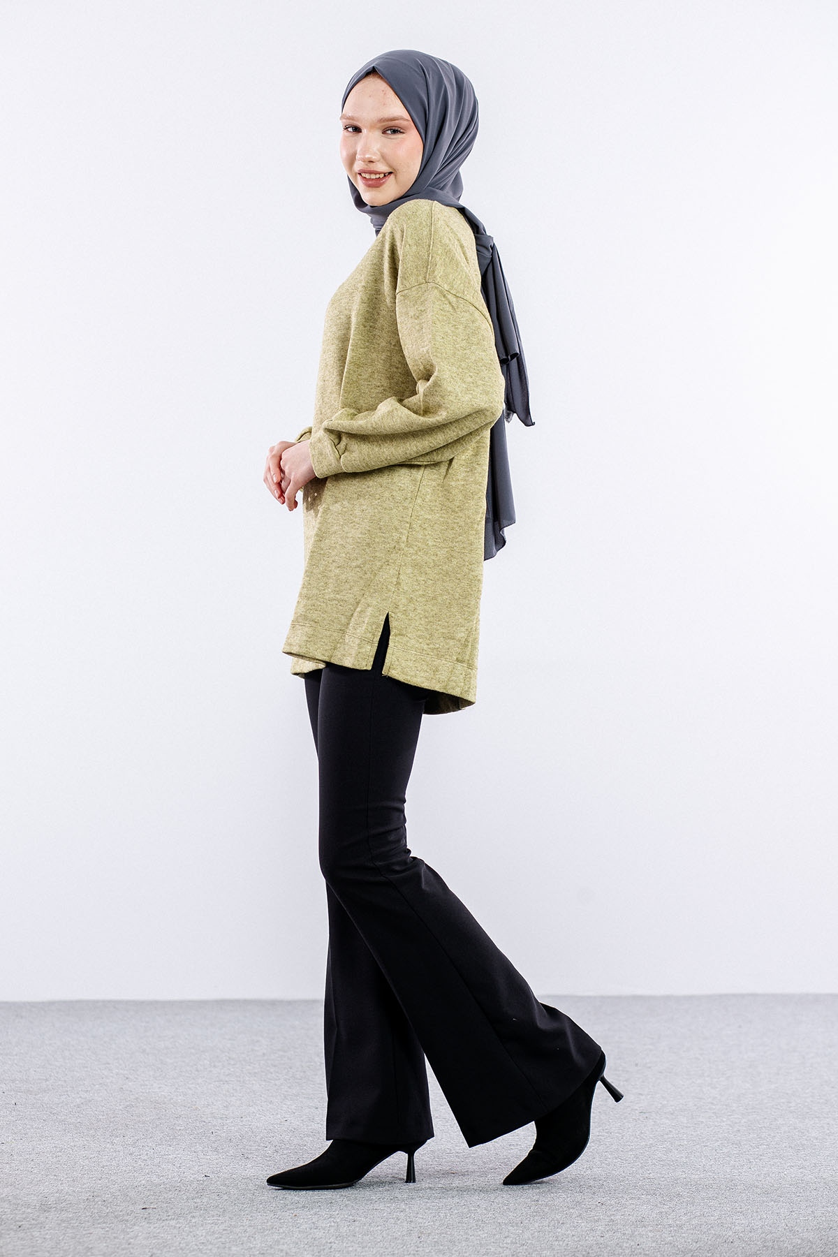 31355 Melanj Tunik Tek - Defne Yapragi - 4