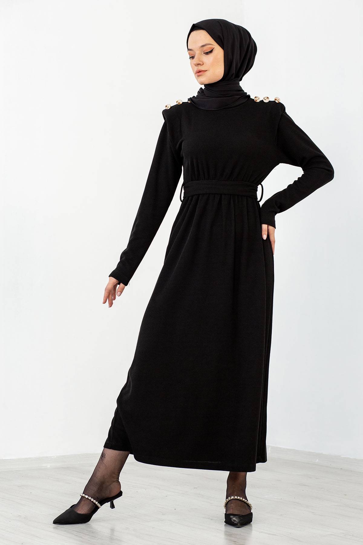 31364 Elbise S-m-l-xl - Siyah - 1