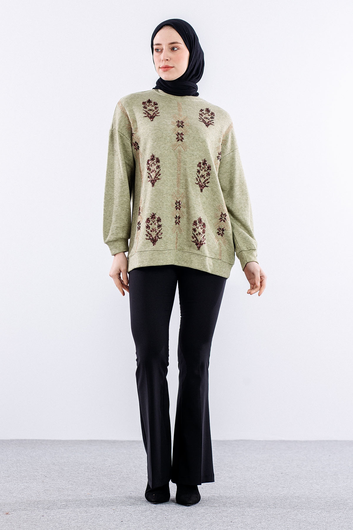 31465 Tunik Tek Nkş - Haki - 2