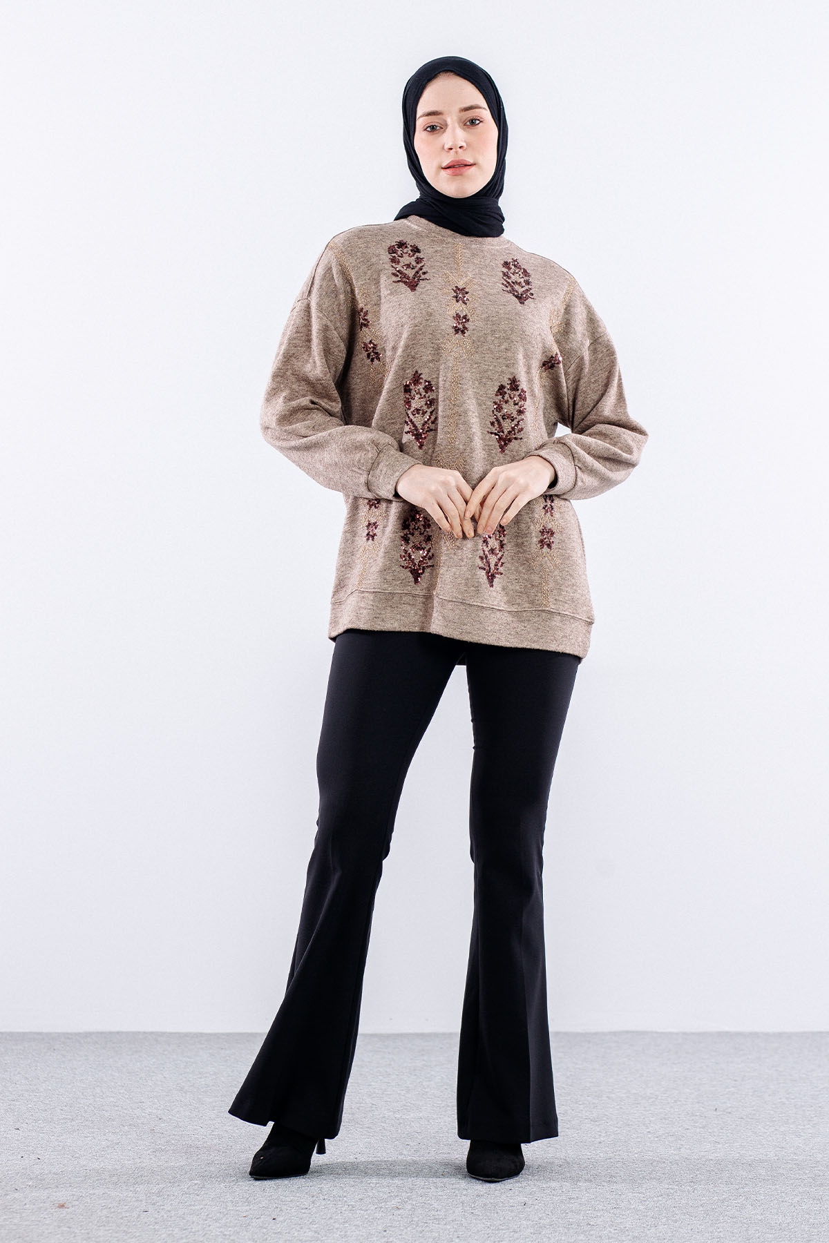 31465 Tunik Tek Nkş - Kahve - 2