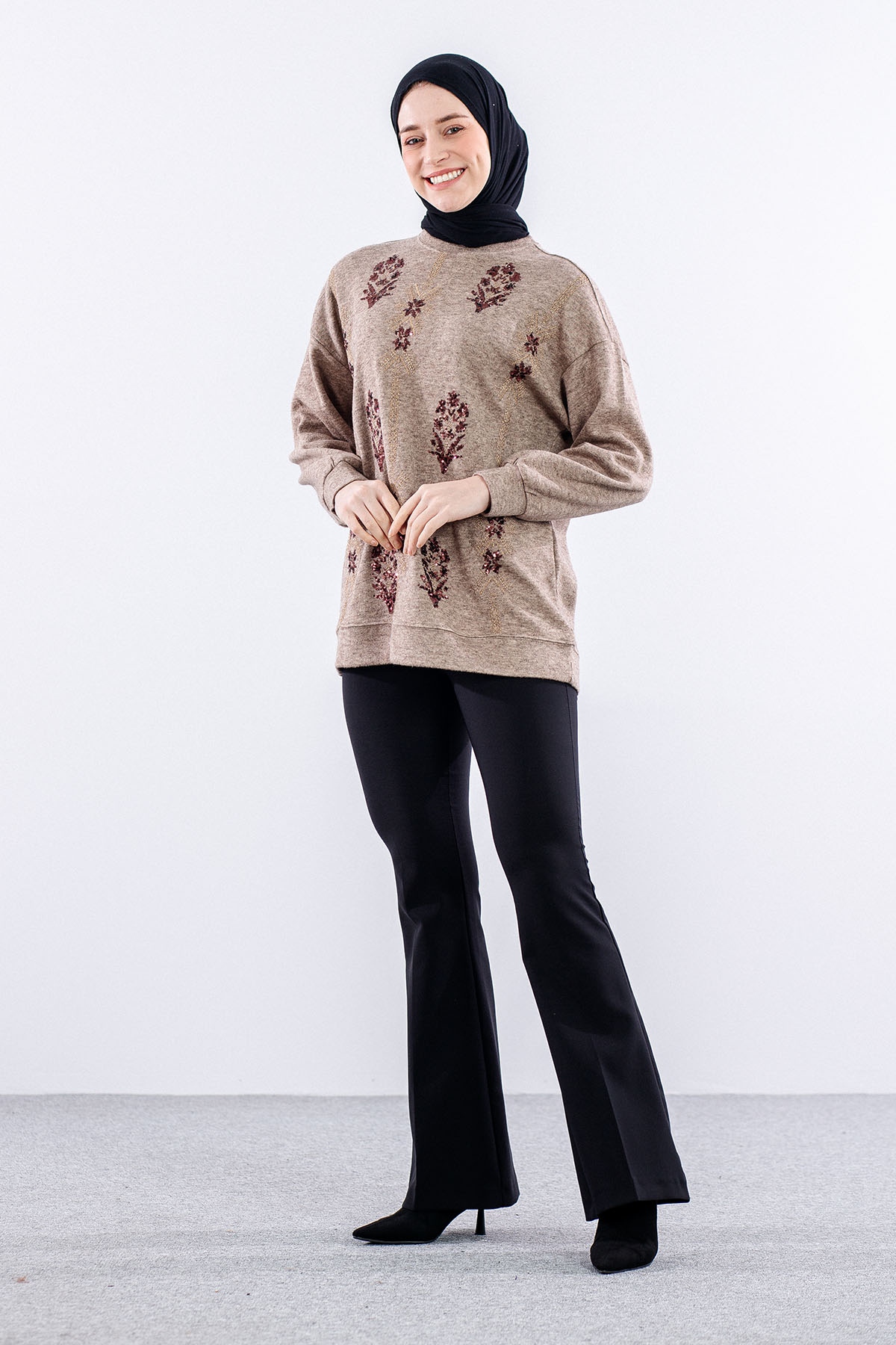 31465 Tunik Tek Nkş - Kahve - 3