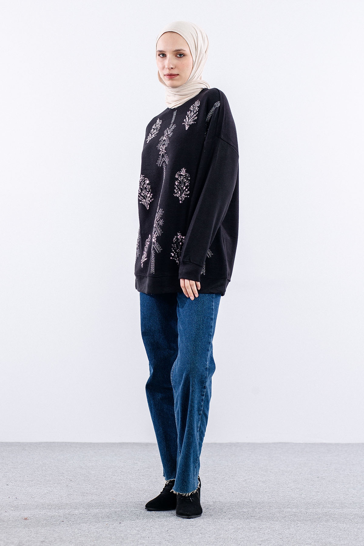 31465 Tunik Tek Nkş - Siyah - 2