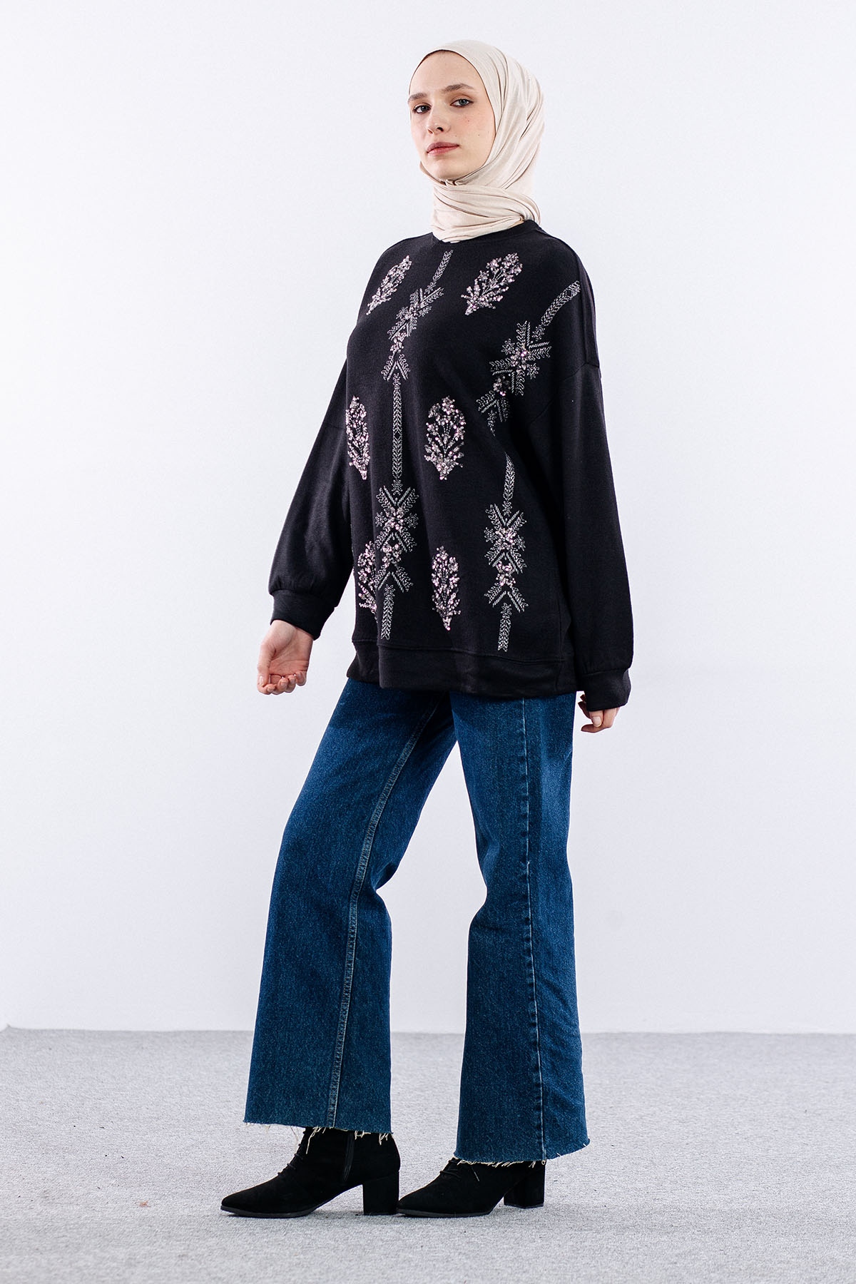 31465 Tunik Tek Nkş - Siyah - 3